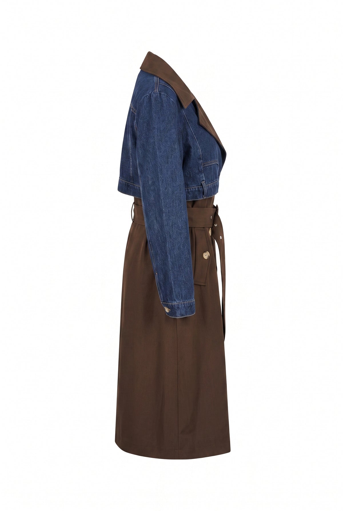 Amandine Denim Deconstructed Coat With Contrast
