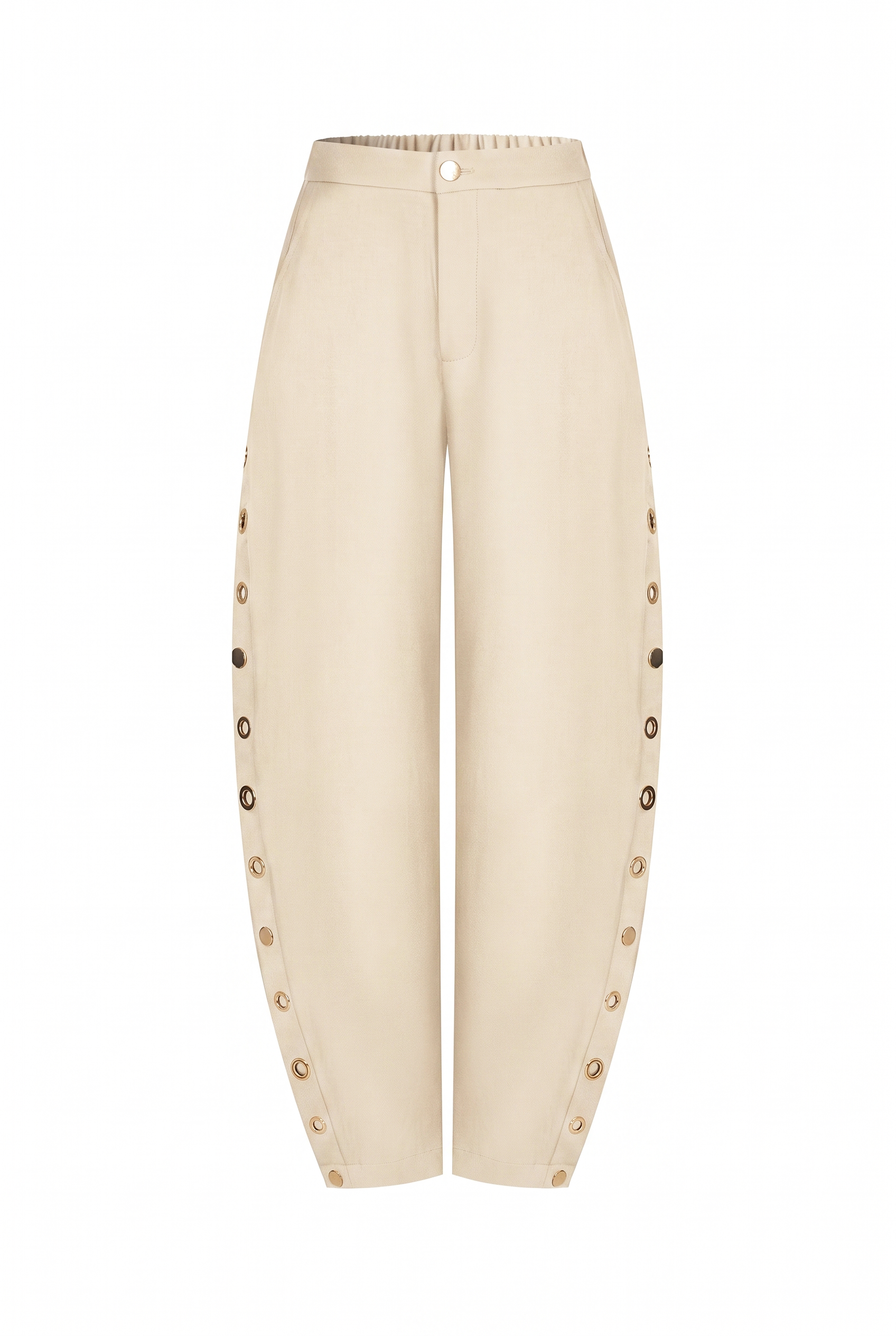 Grommet Detail Twill Barrel Pants