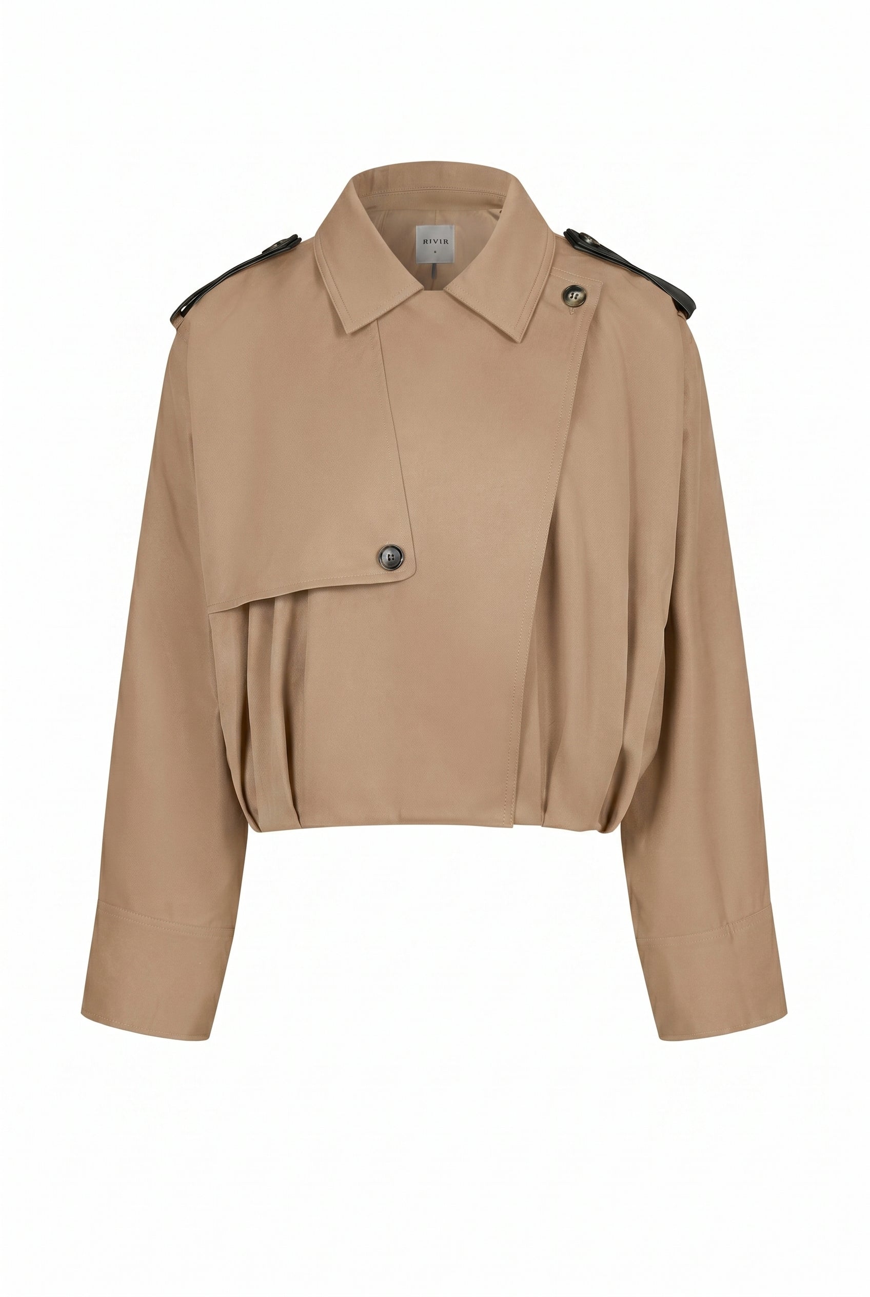 Axelle Woven Bubble Hem Trench Jacket with PU Epaullettes
