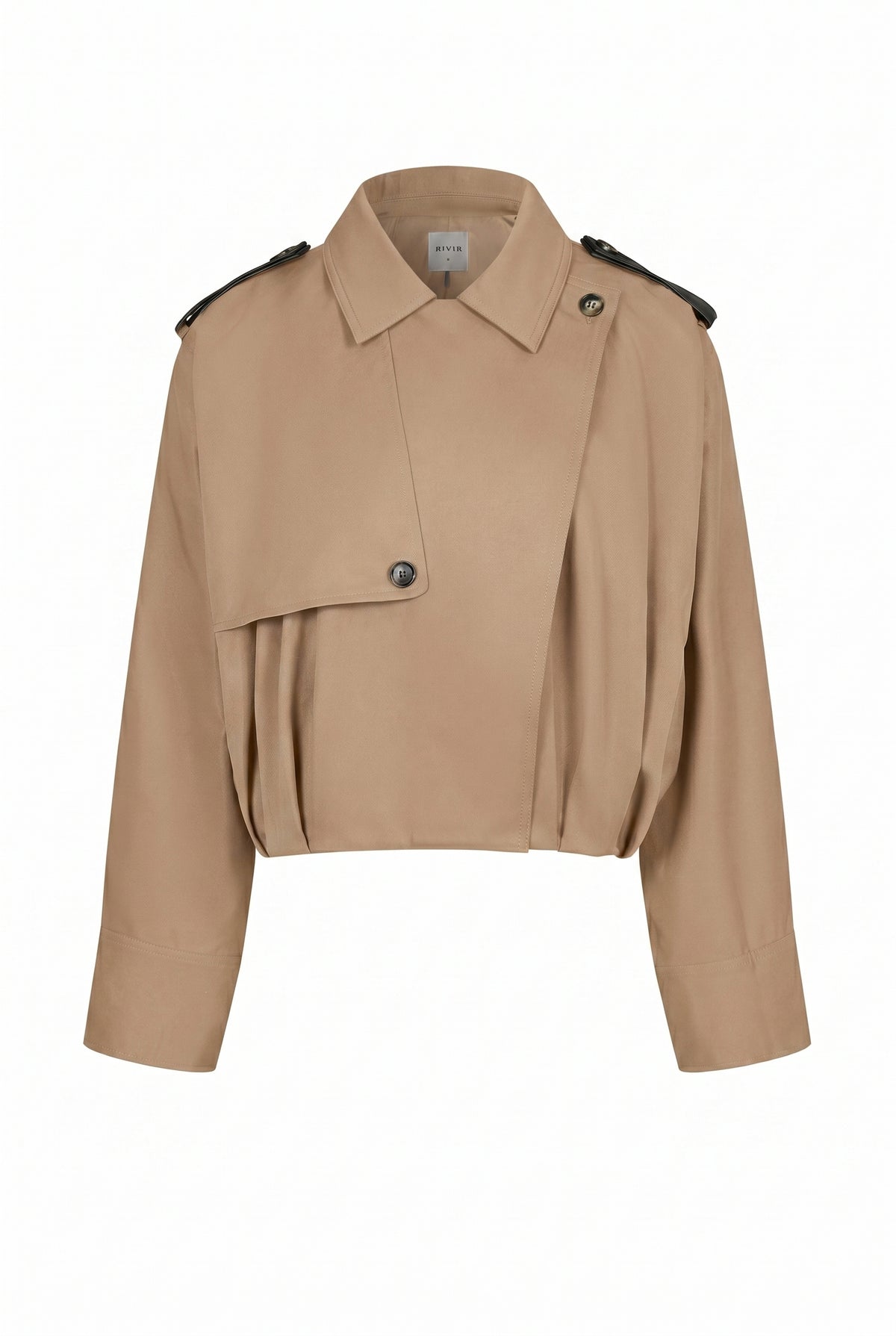 Axelle Woven Bubble Hem Trench Jacket with PU Epaullettes