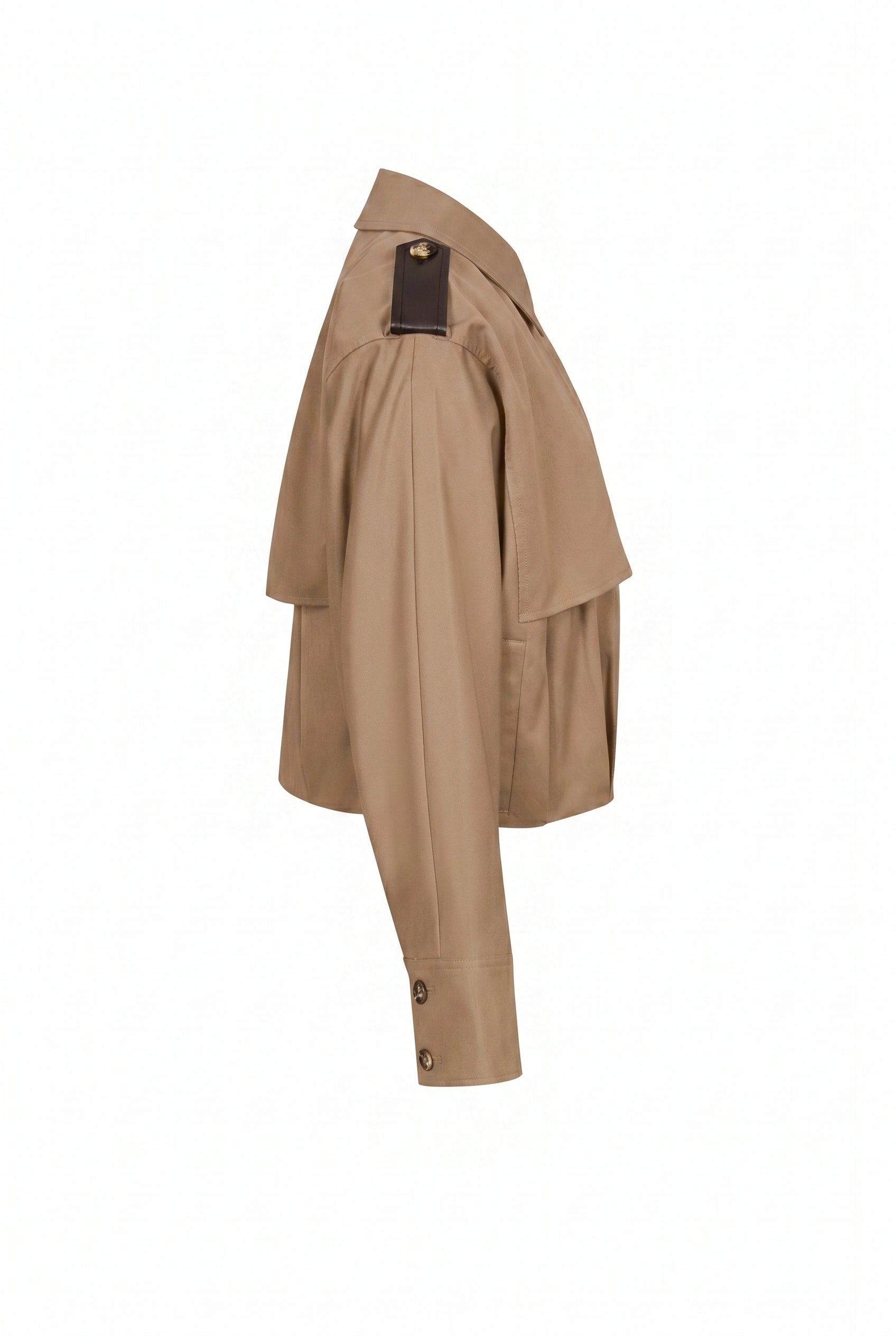 Axelle Woven Bubble Hem Trench Jacket with PU Epaullettes