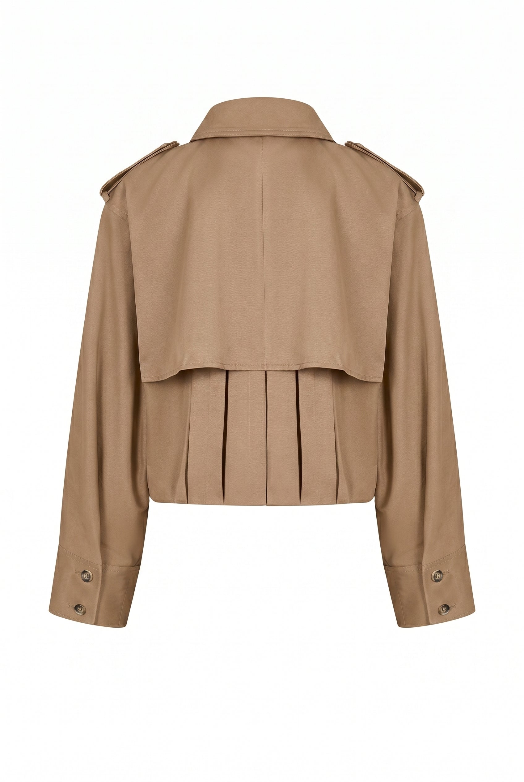 Axelle Woven Bubble Hem Trench Jacket with PU Epaullettes