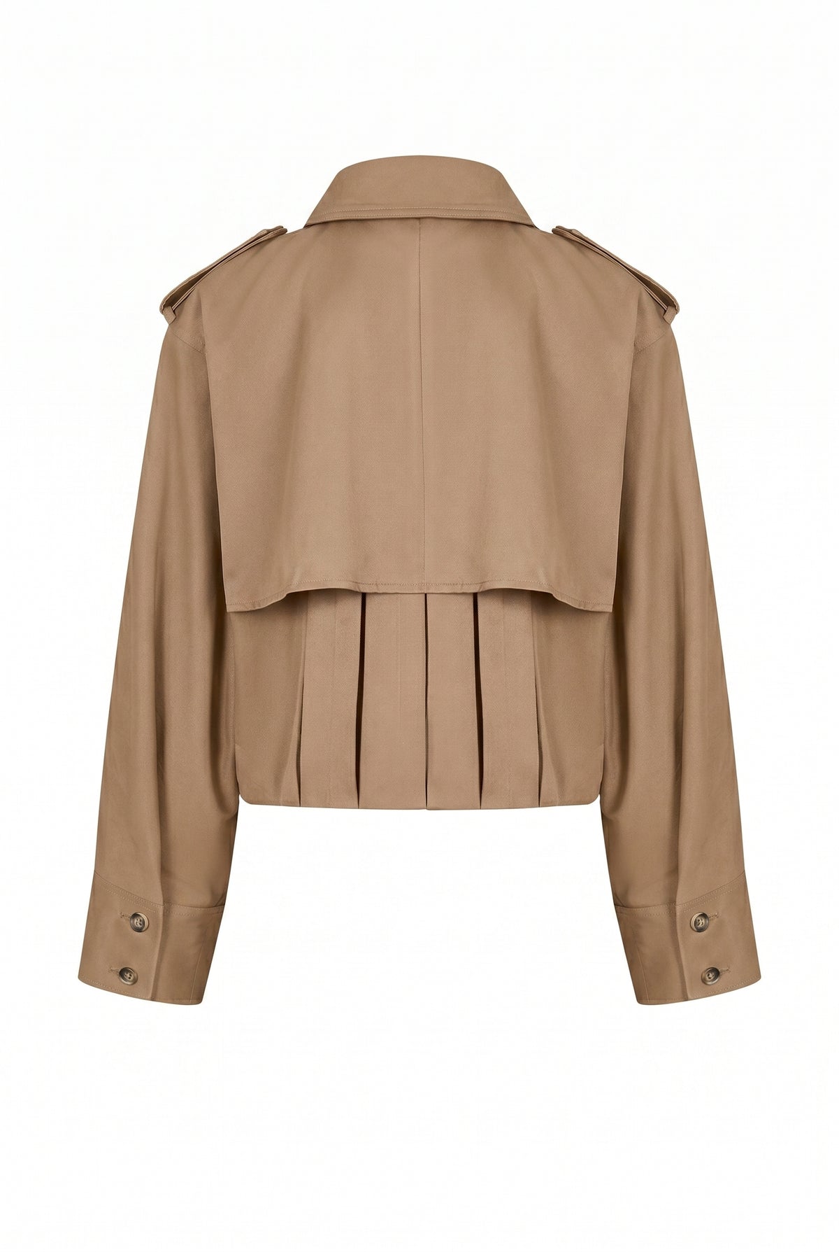 Axelle Woven Bubble Hem Trench Jacket with PU Epaullettes