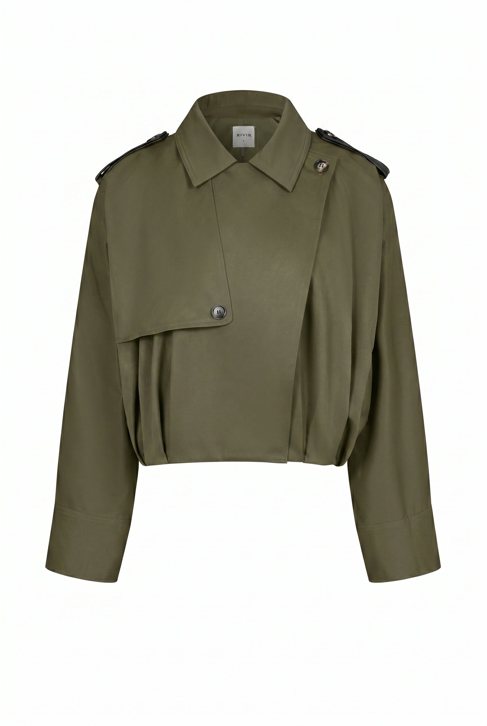 Axelle Woven Bubble Hem Trench Jacket with PU Epaullettes