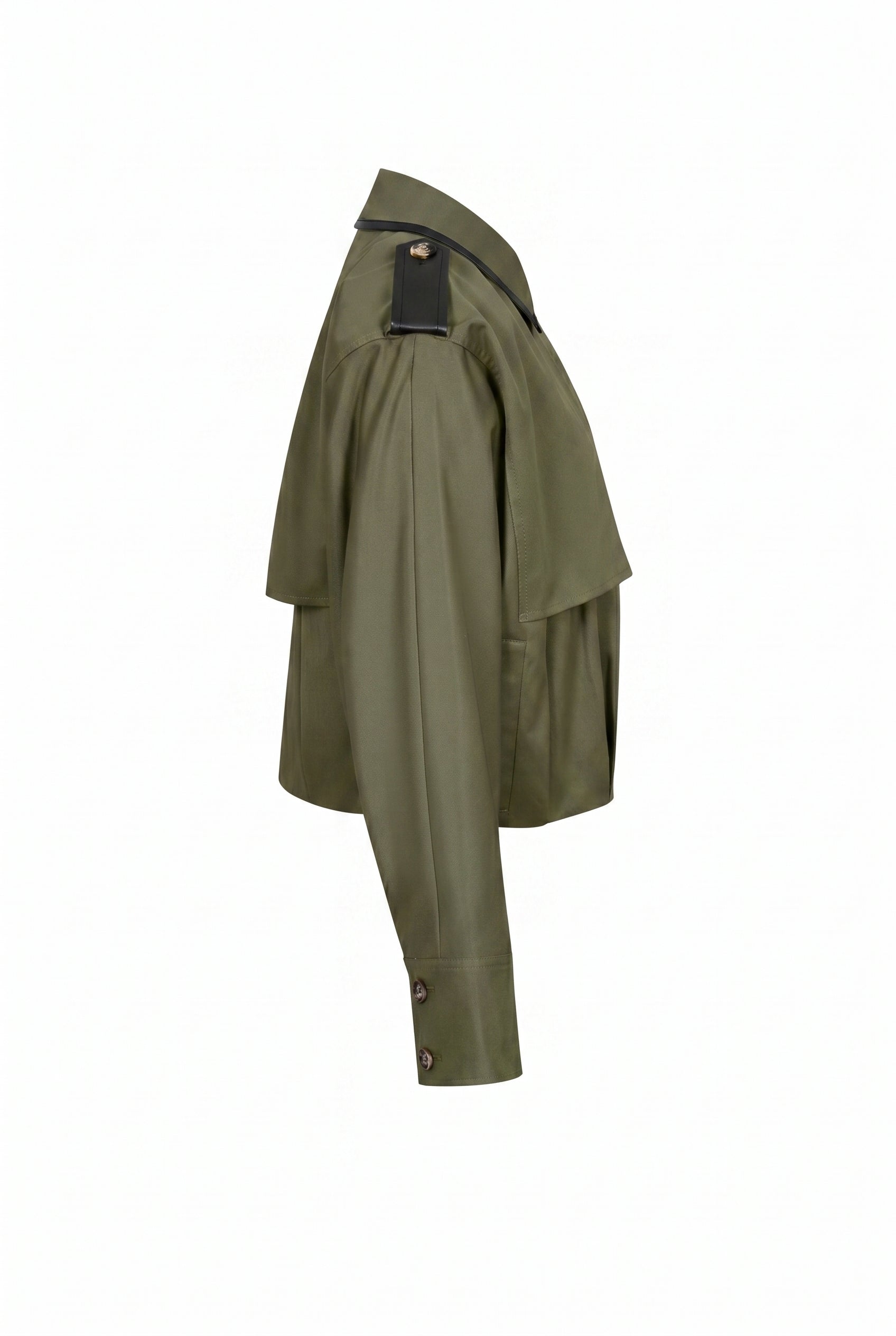 Axelle Woven Bubble Hem Trench Jacket with PU Epaullettes