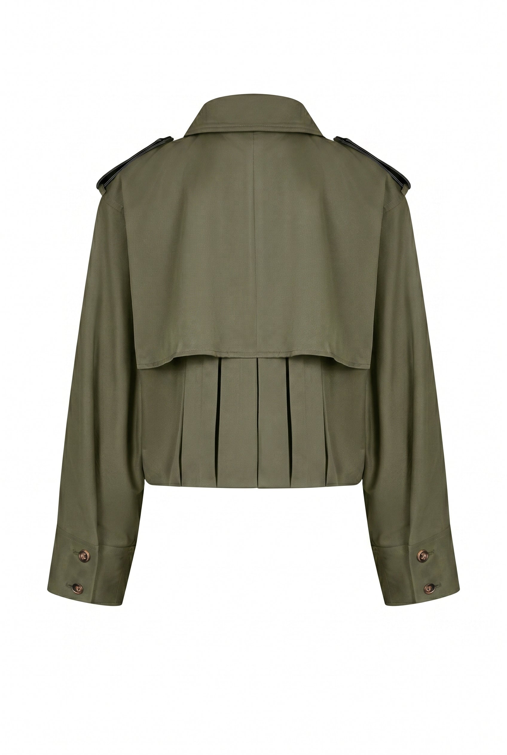 Axelle Woven Bubble Hem Trench Jacket with PU Epaullettes