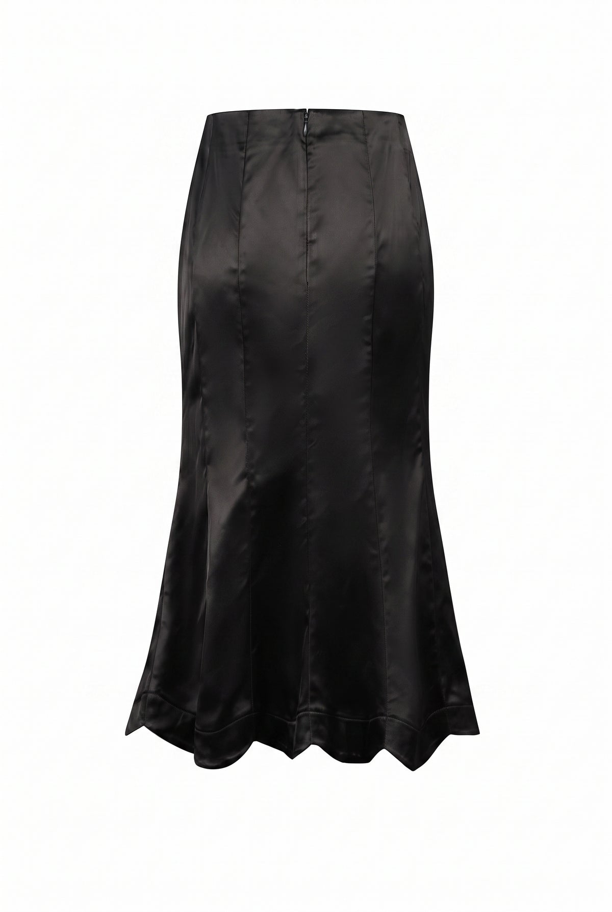 Scalloped Hem Midi Skirt