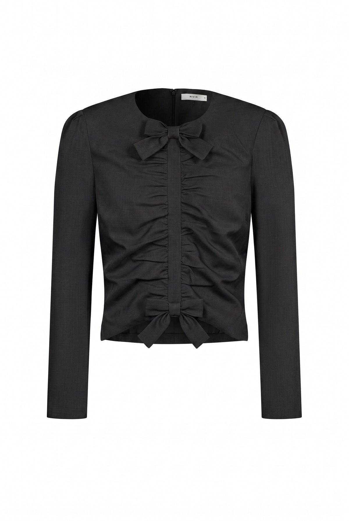 Joelle Ruched Long Sleeve Top With Bows