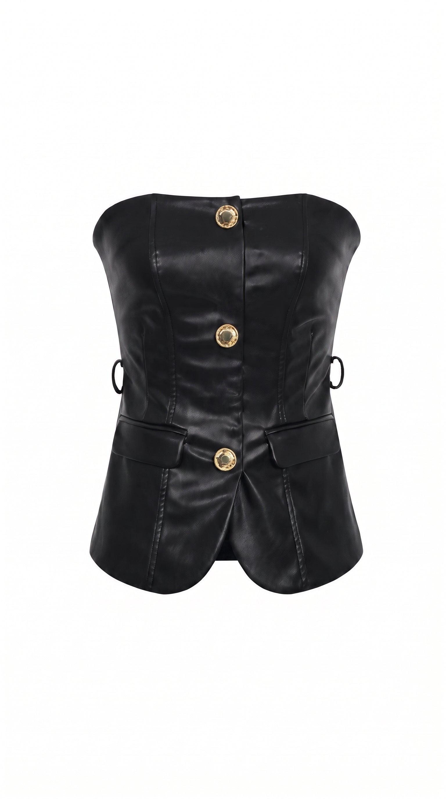 Monique Pu Tube Top with Embellished Buttons