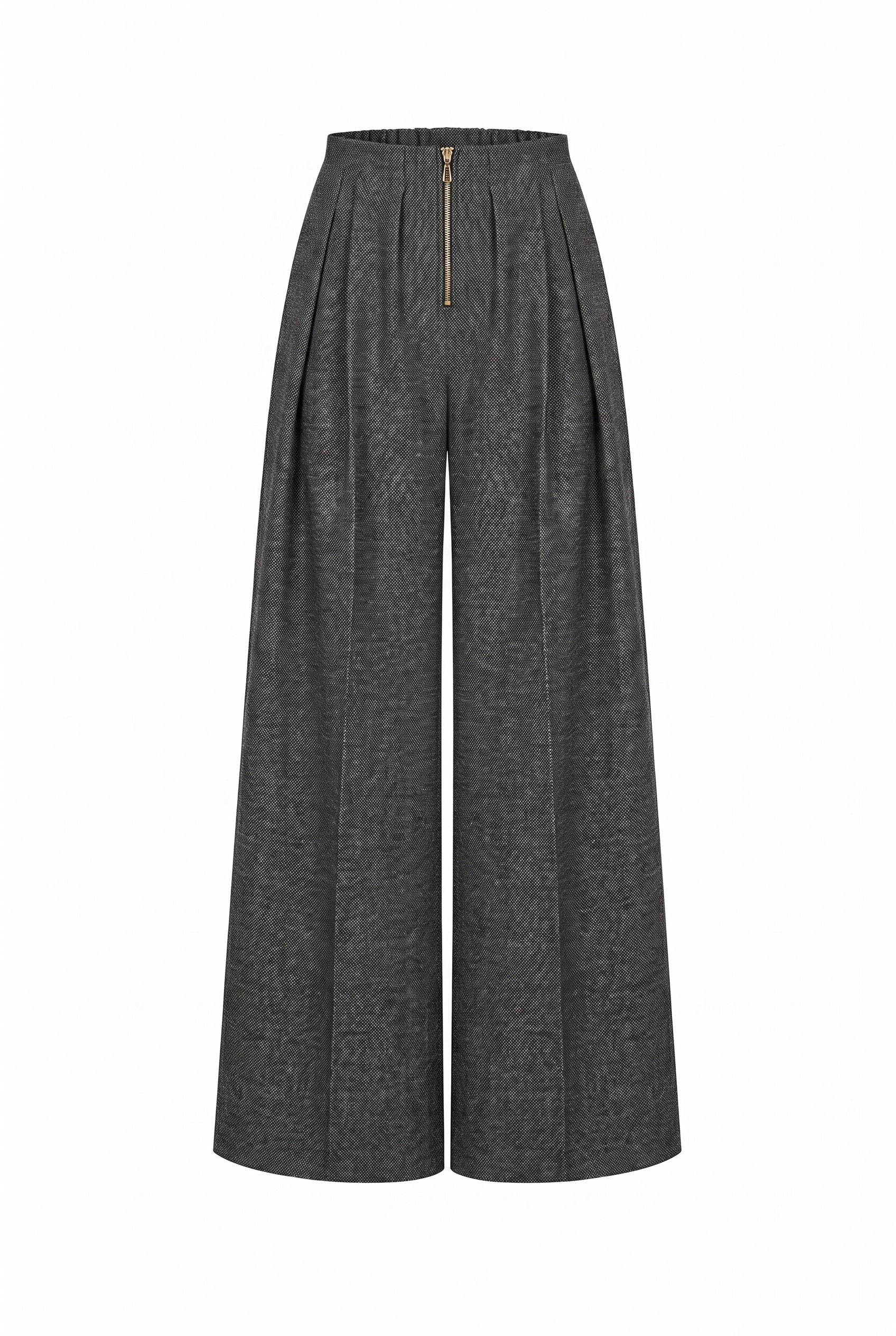 Draped Twill Wide Pants