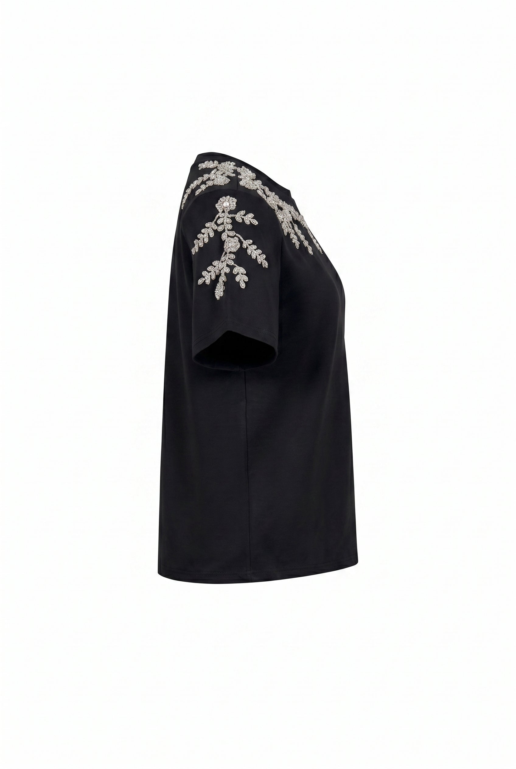 Short Sleeve T shirt With Beaded Applique