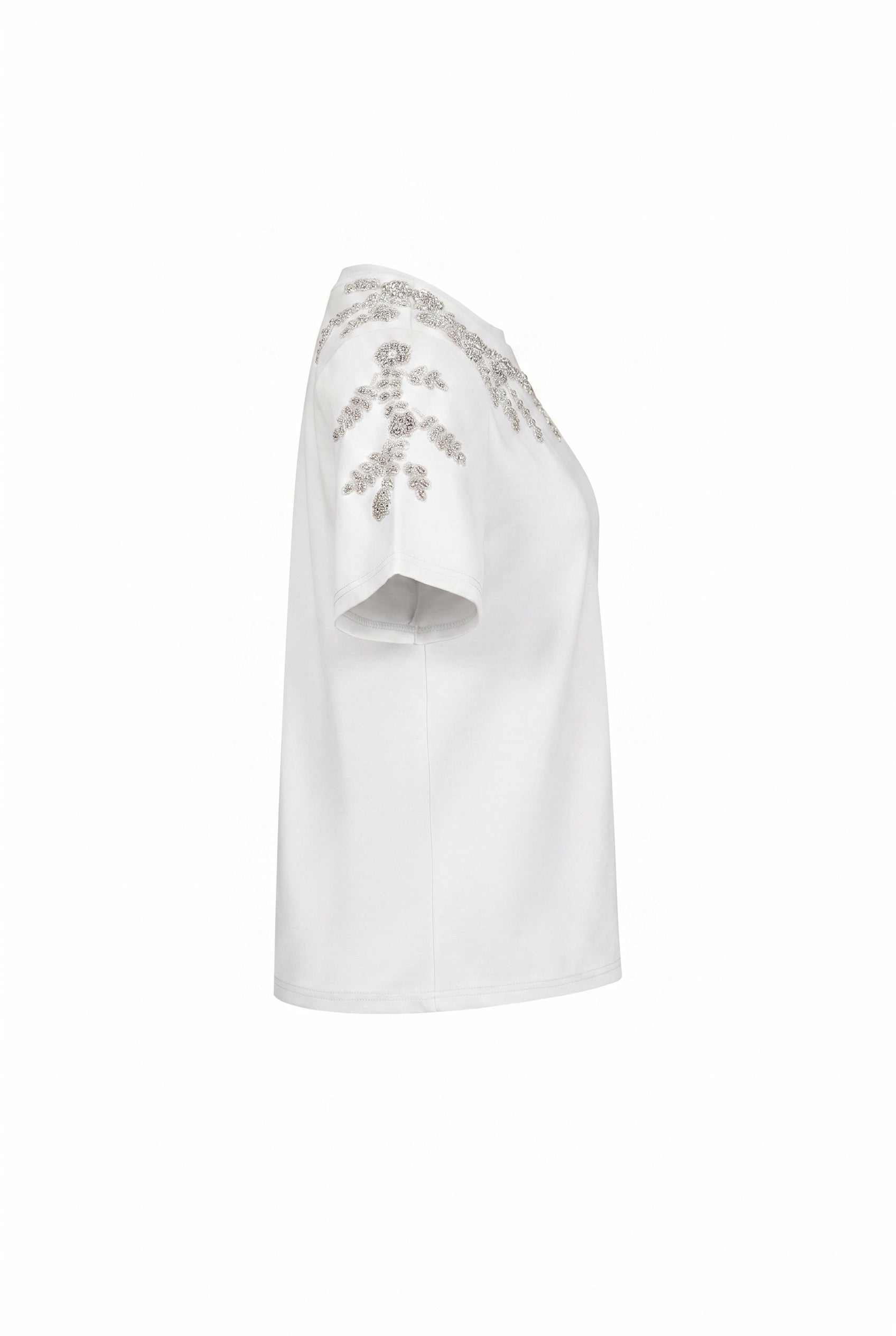 Short Sleeve T shirt With Beaded Applique