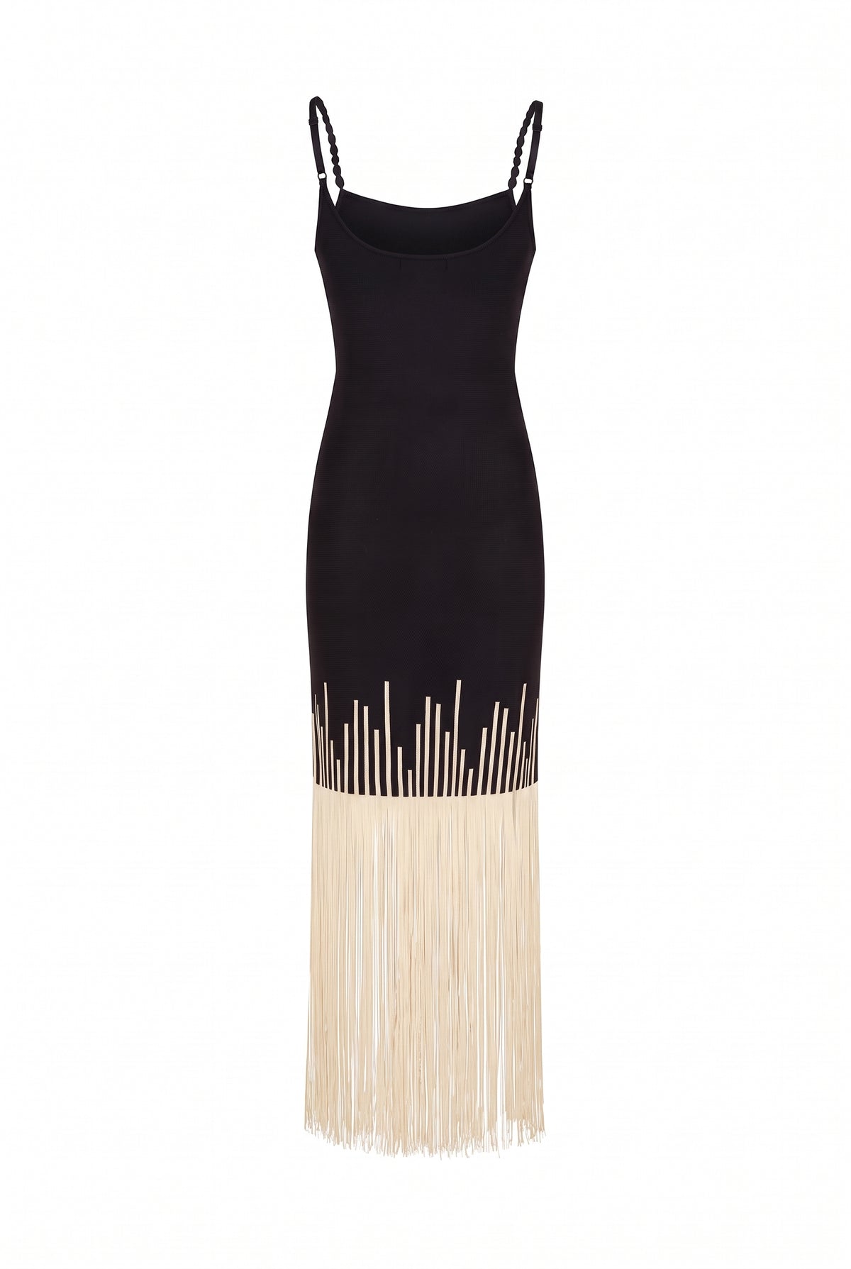 Two Tone Fringe Detail Midi Dress