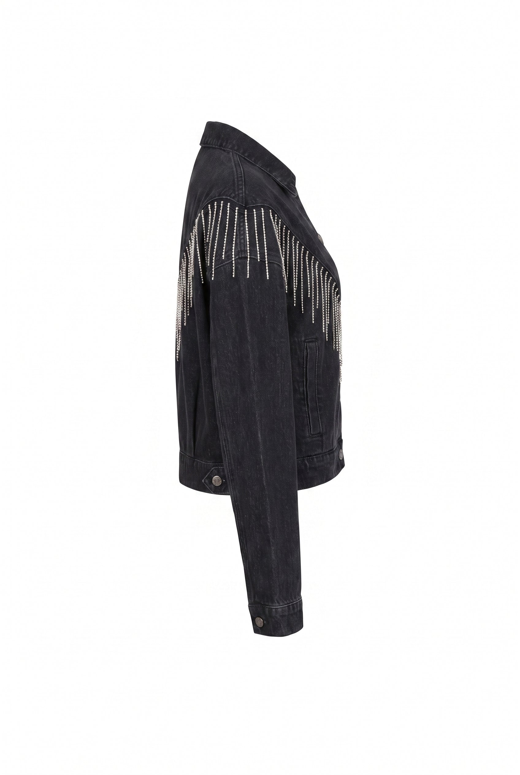 Embellished Fringe Detail Denim Jacket