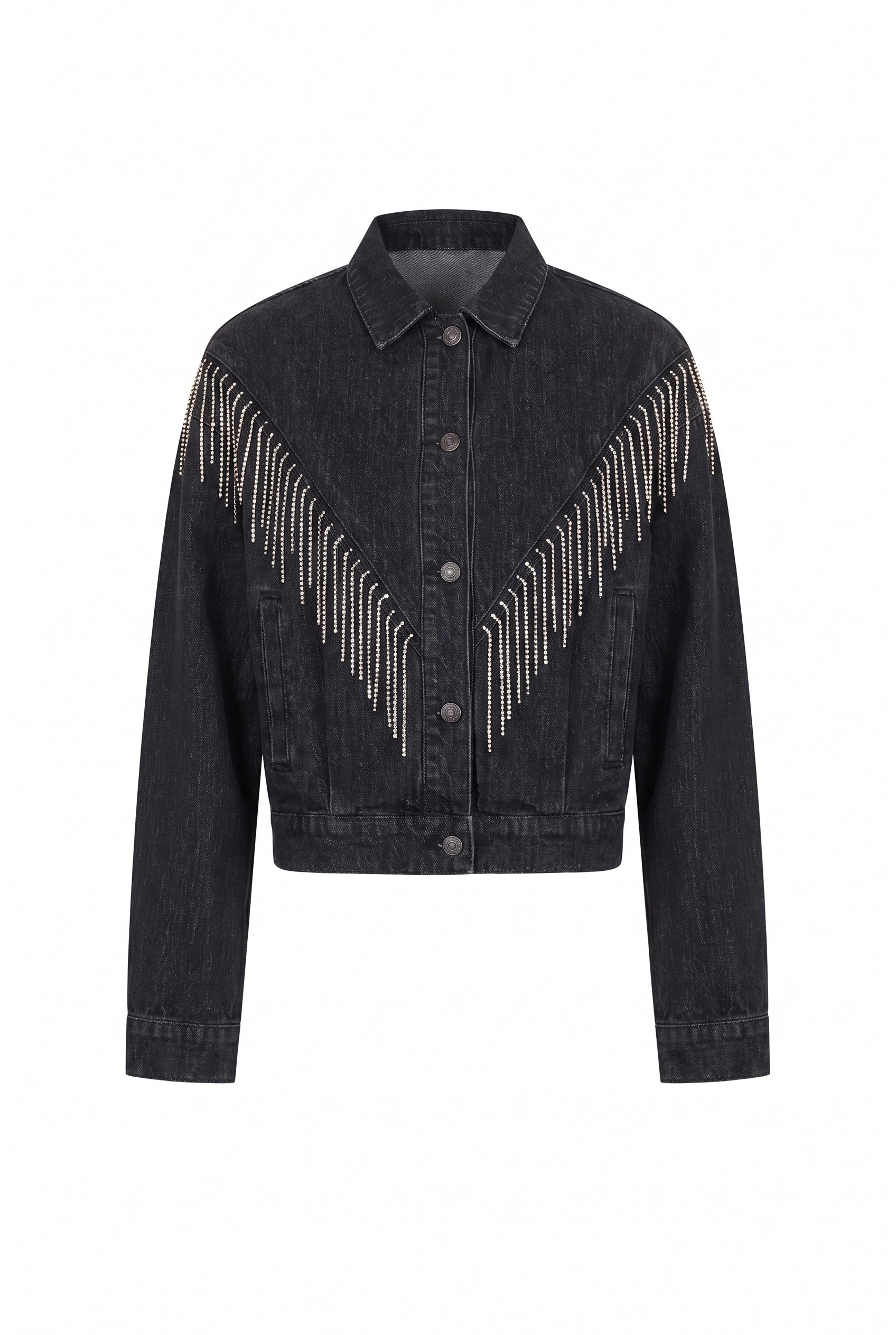 Embellished Fringe Detail Denim Jacket
