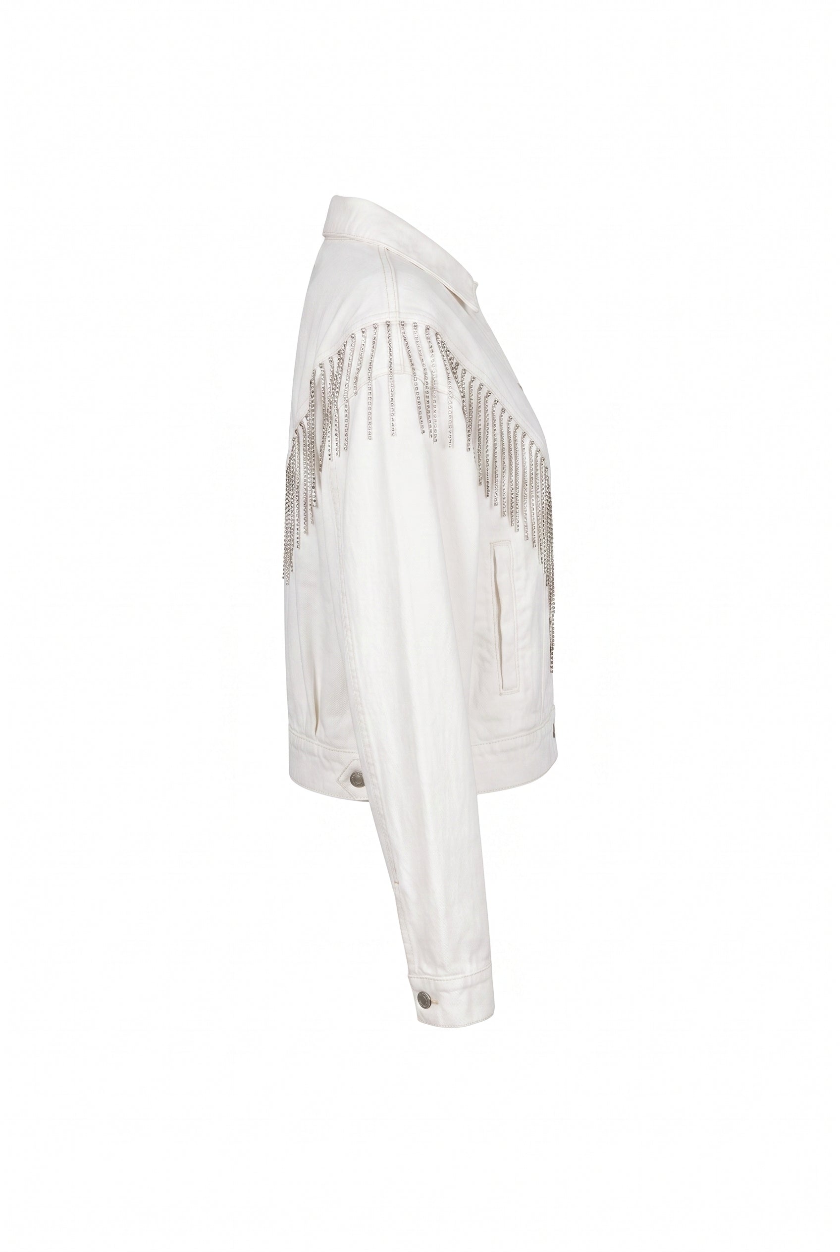 Embellished Fringe Detail Denim Jacket
