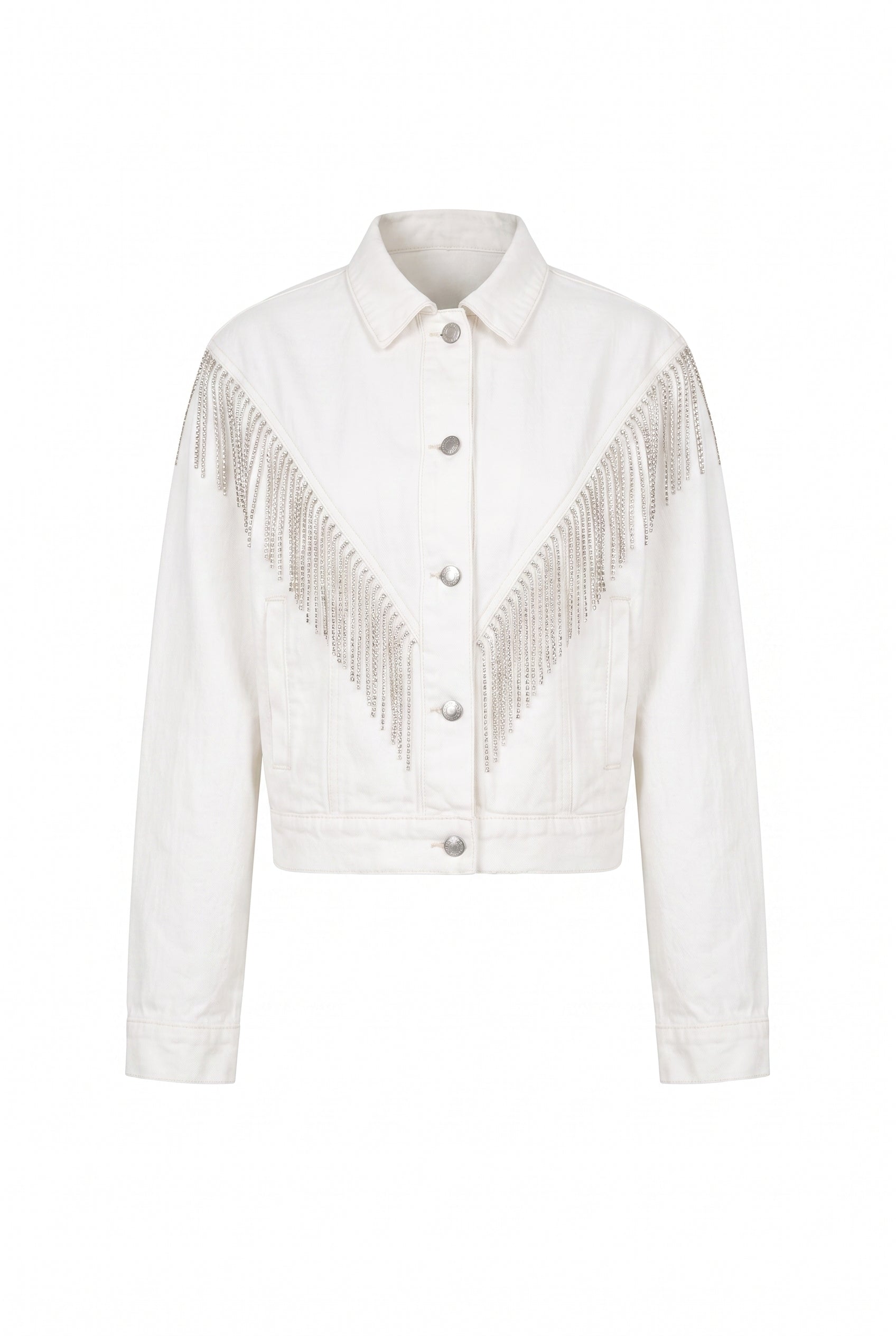 Embellished Fringe Detail Denim Jacket