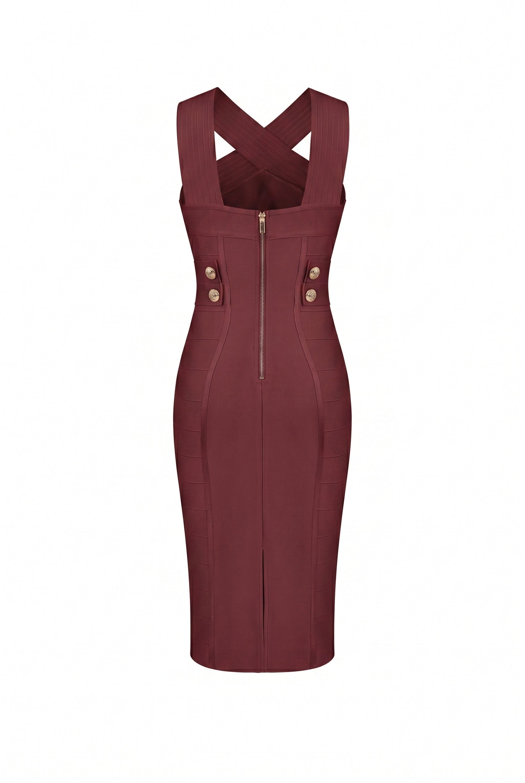 Edith Halter Crossover Bandage Midi Dress