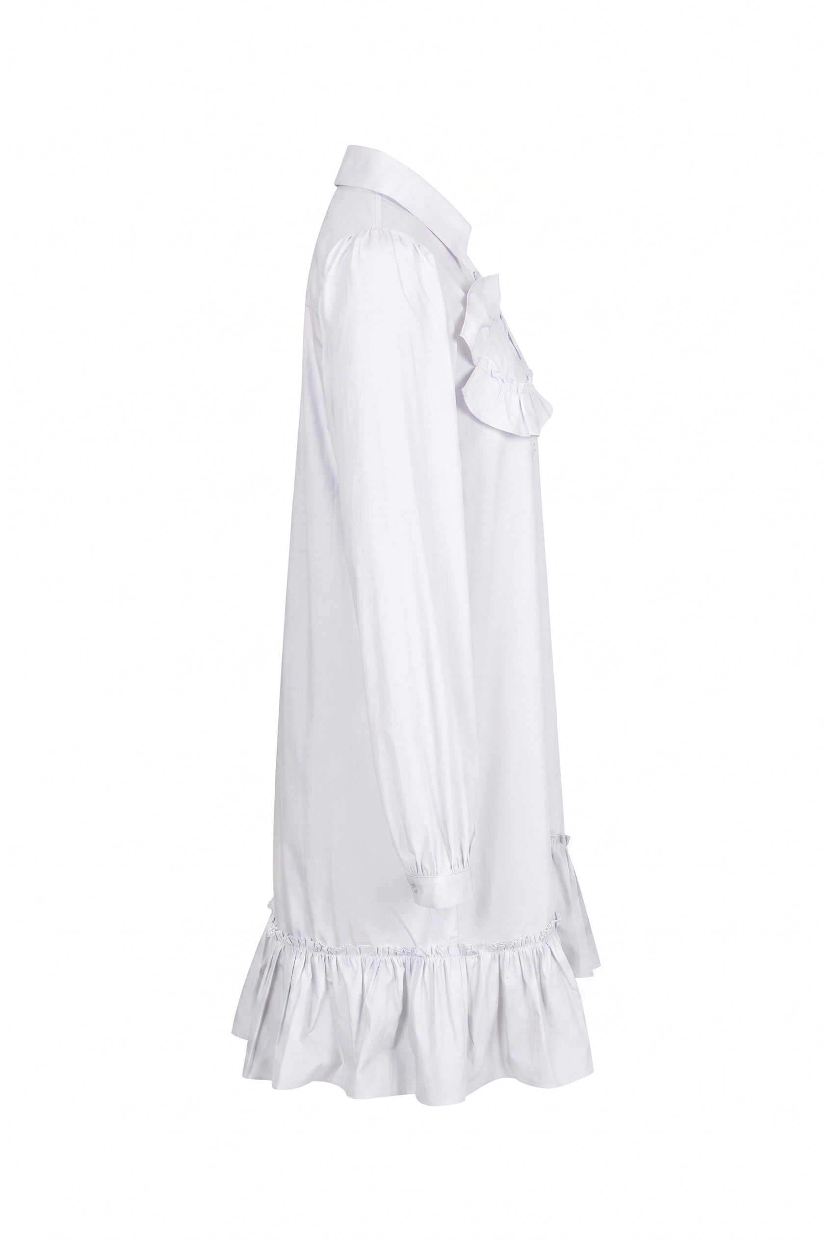 Ruffle Details Shirt Mini Dress