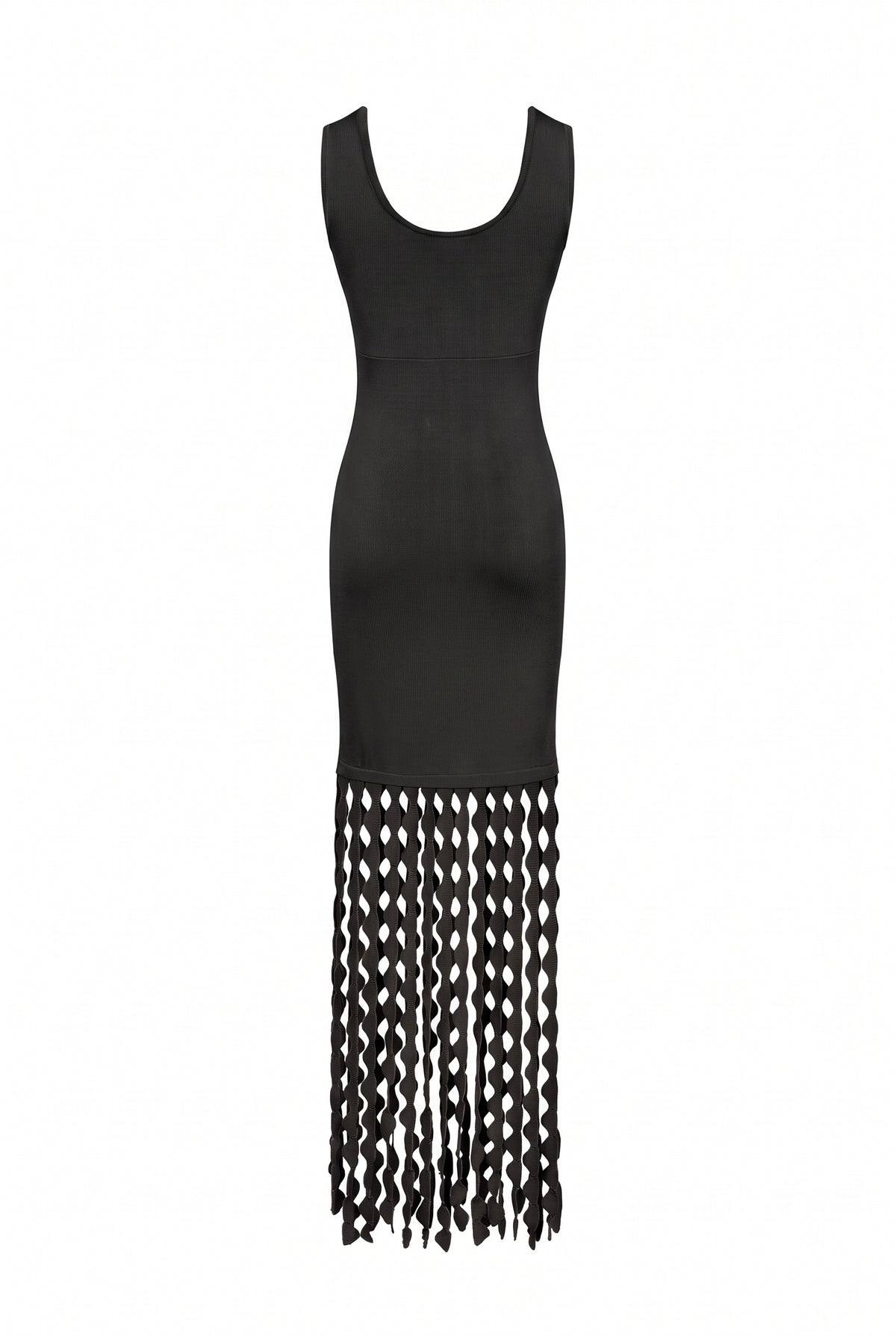 Knit Slvls Scallop Fringe Dress