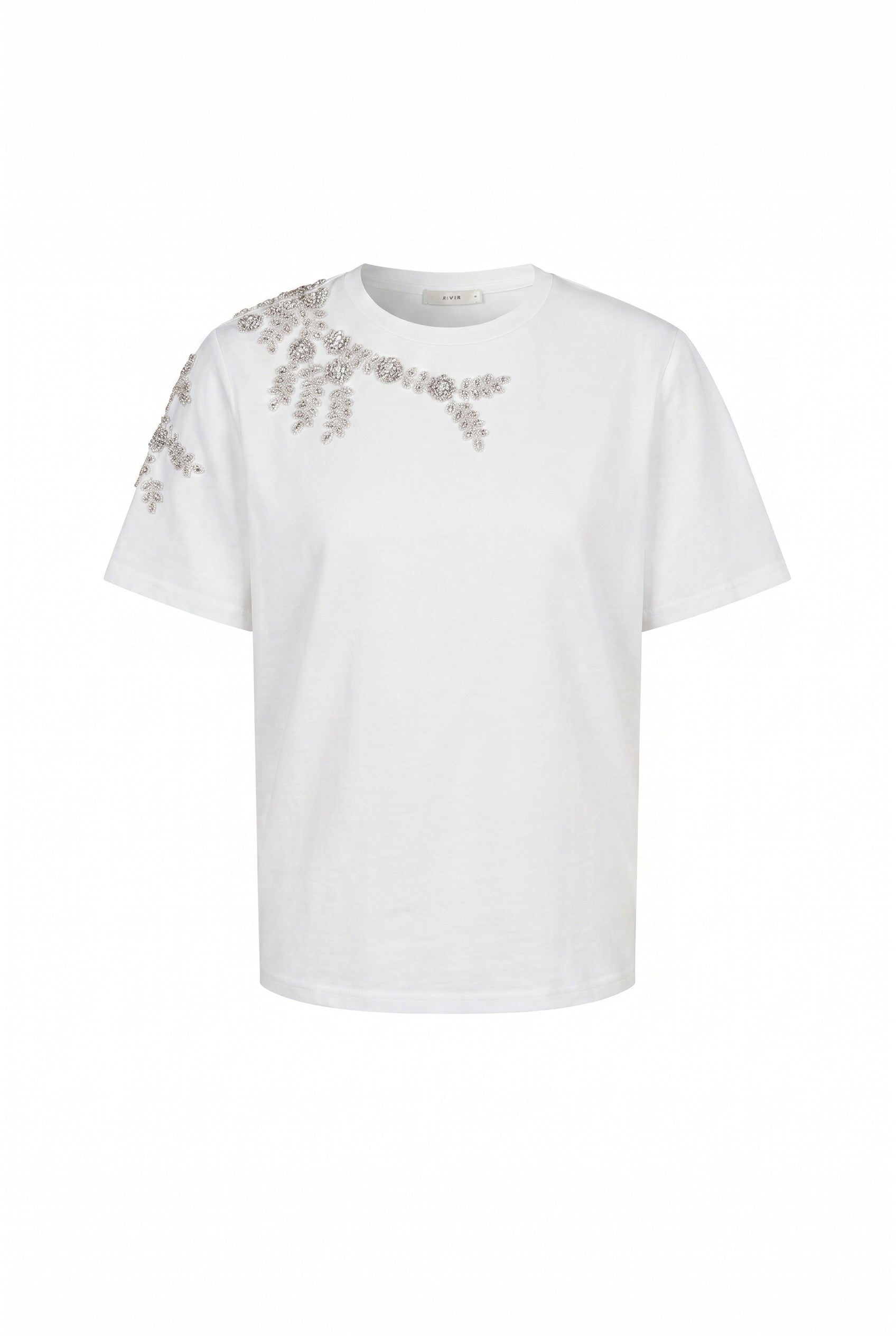 Short Sleeve T shirt With Beaded Applique