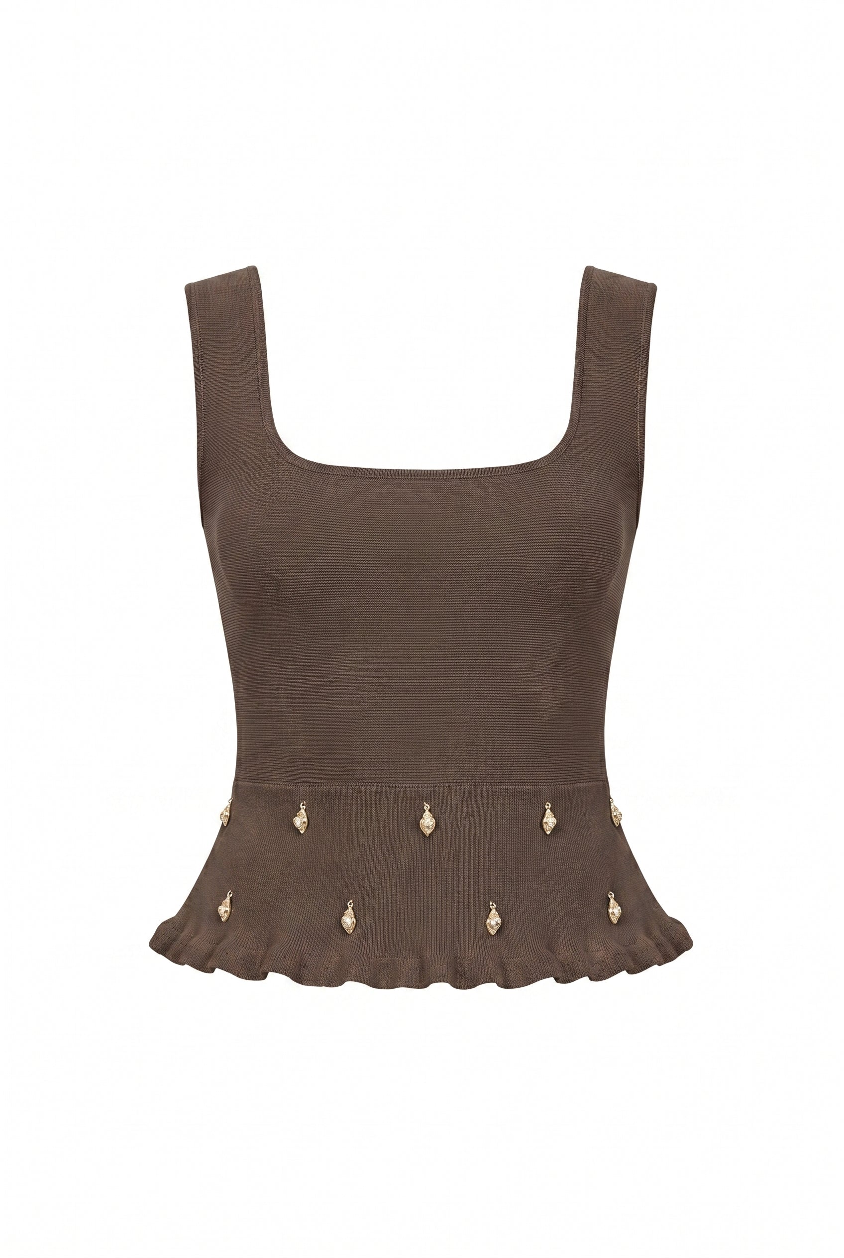 Knit Sleeveless Seashell Embellished Top