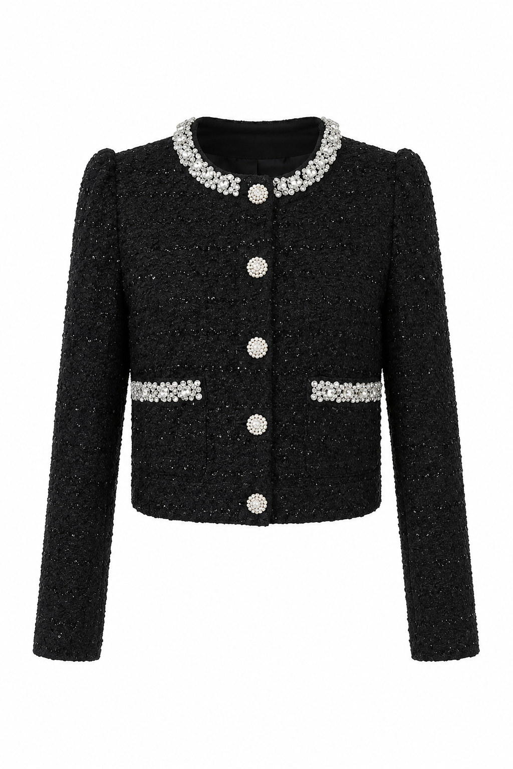 Ines Pearl Embellished Tweed Jacket