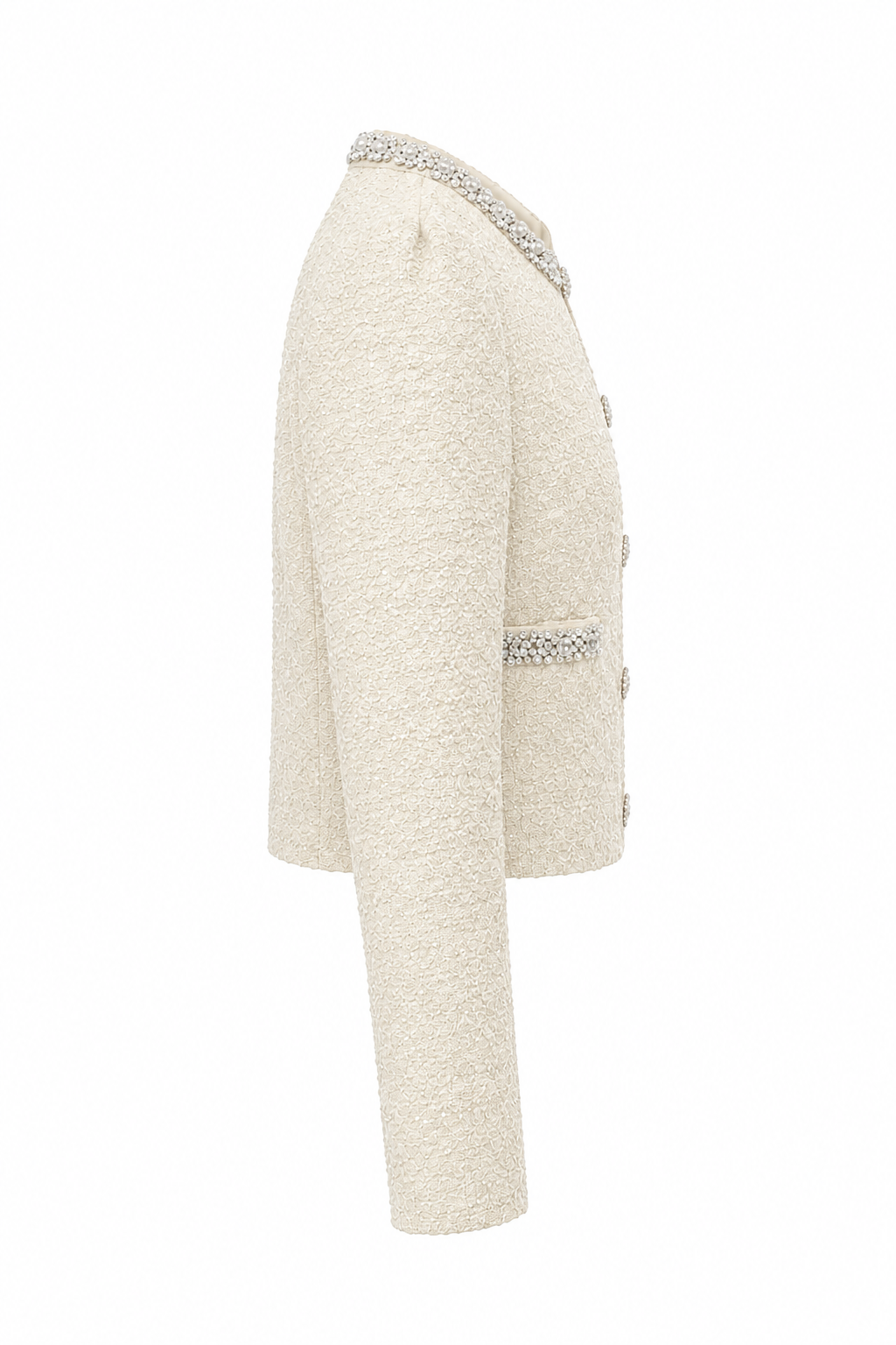 Ines Pearl Embellished Tweed Jacket