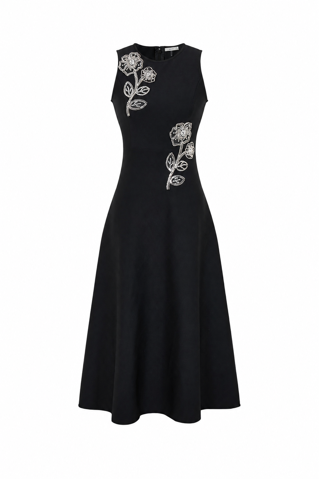 Bandage Sleeveless Midi Dress With Floral Beading