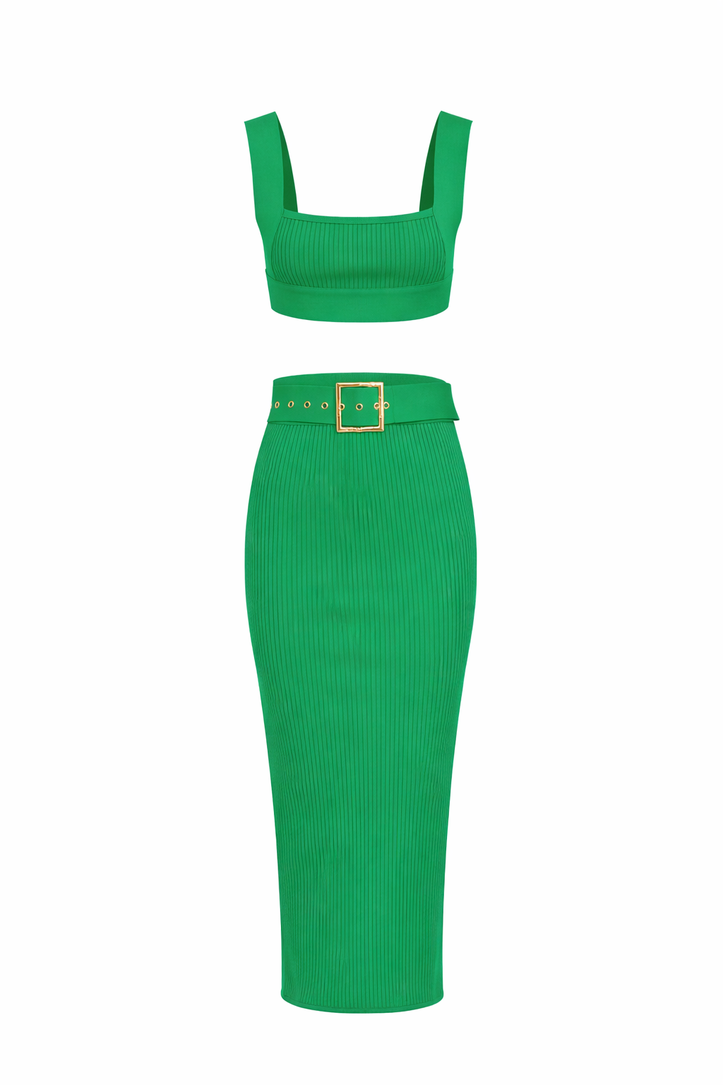 Bandage Crop Top y falda midi con cinturón conjunto