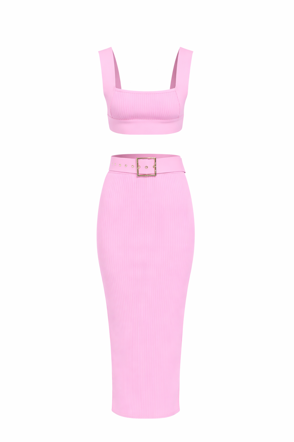 Bandage Crop Top y falda midi con cinturón conjunto