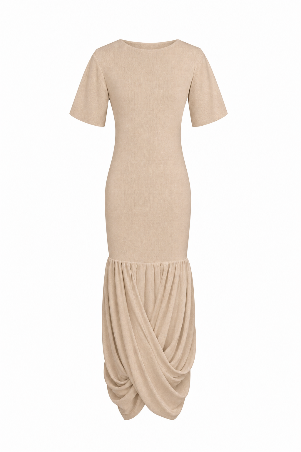 Cocoon Drop-Waist Maxi Knit Short Sleeve Dress