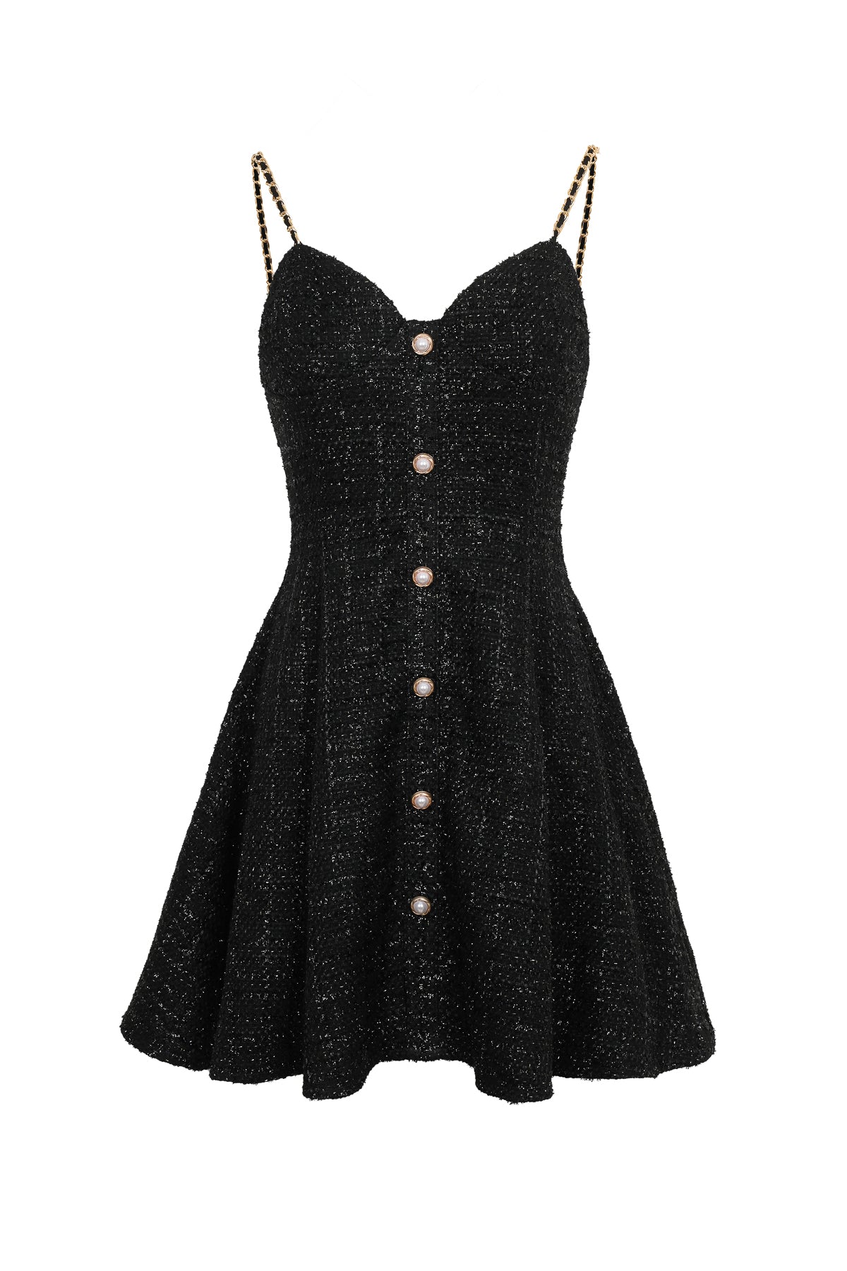 Strappy Tweed Flared Dress