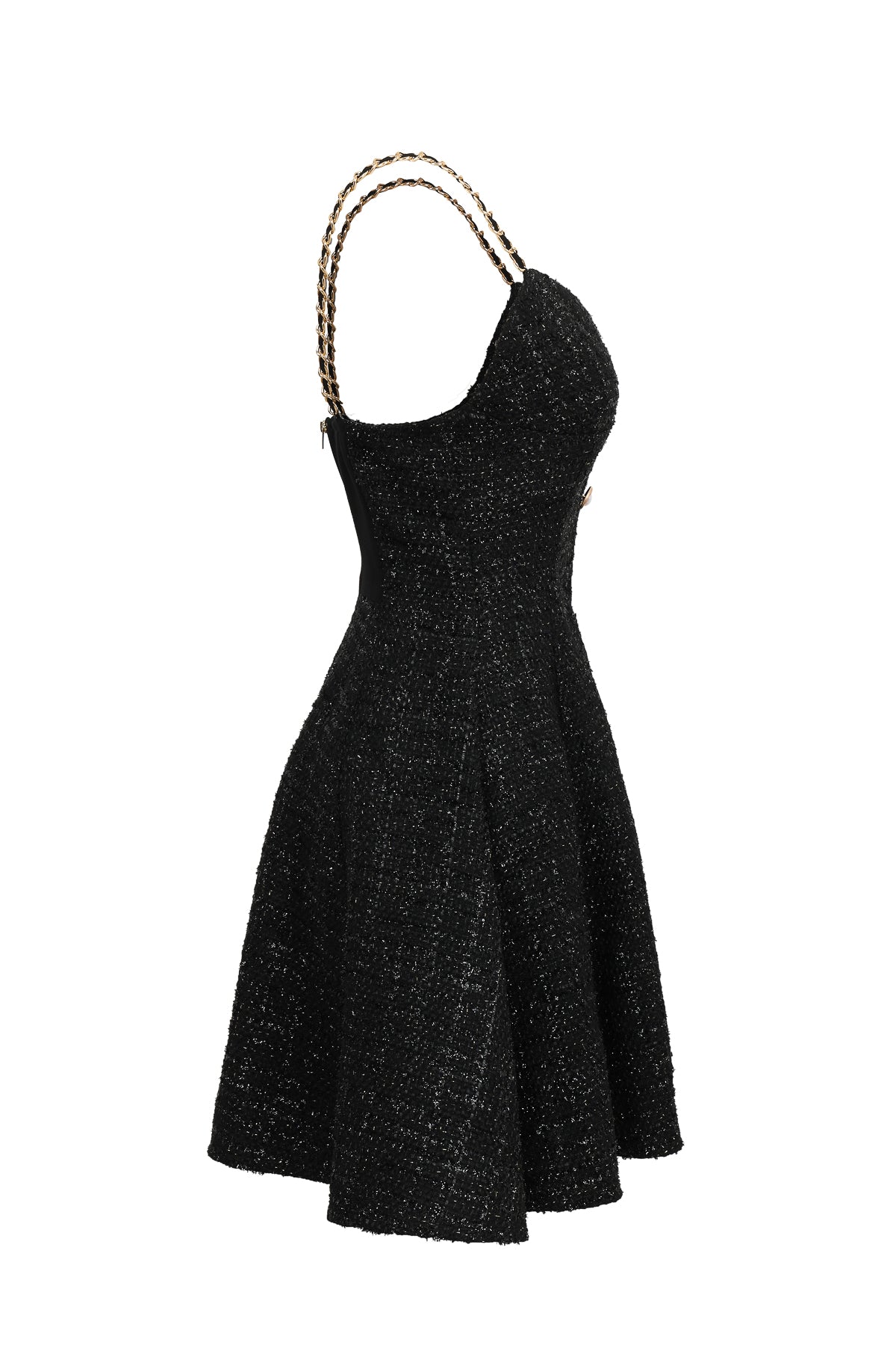 Strappy Tweed Flared Dress