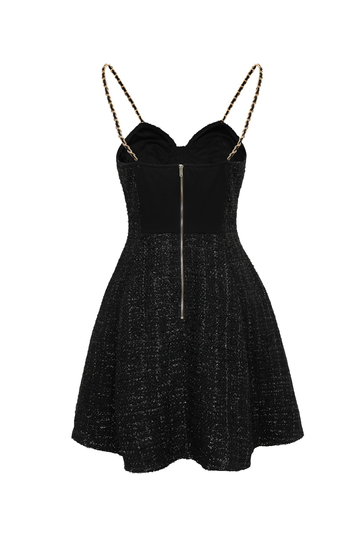 Strappy Tweed Flared Dress