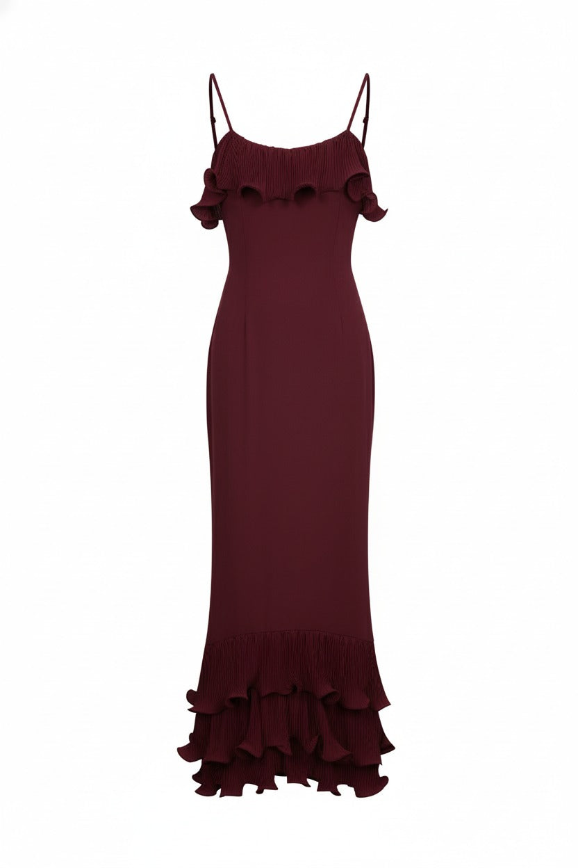 Ruffled Ope Back Maxi Dress