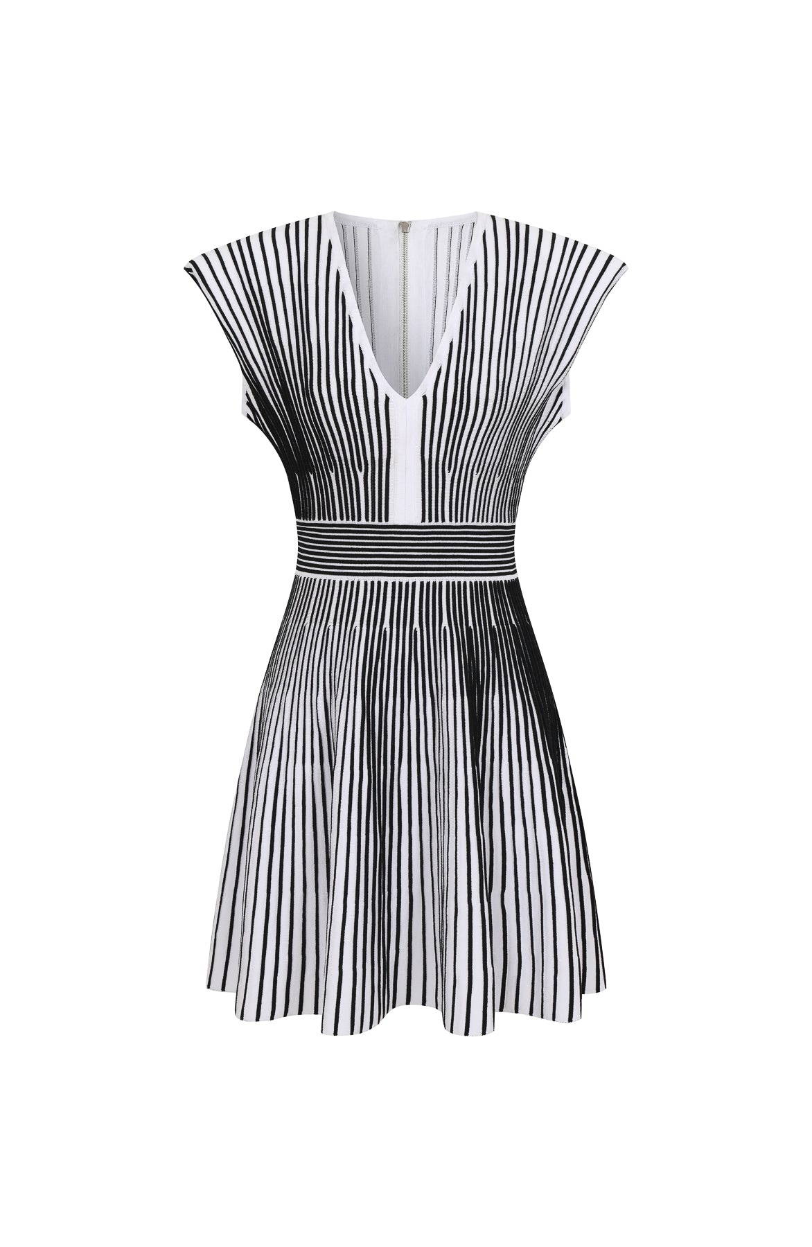 The Two Tone Linear Muse Flare Knit Dress