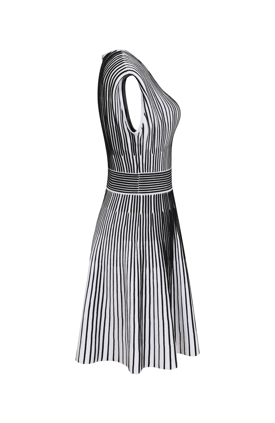 The Two Tone Linear Muse Flare Knit Dress