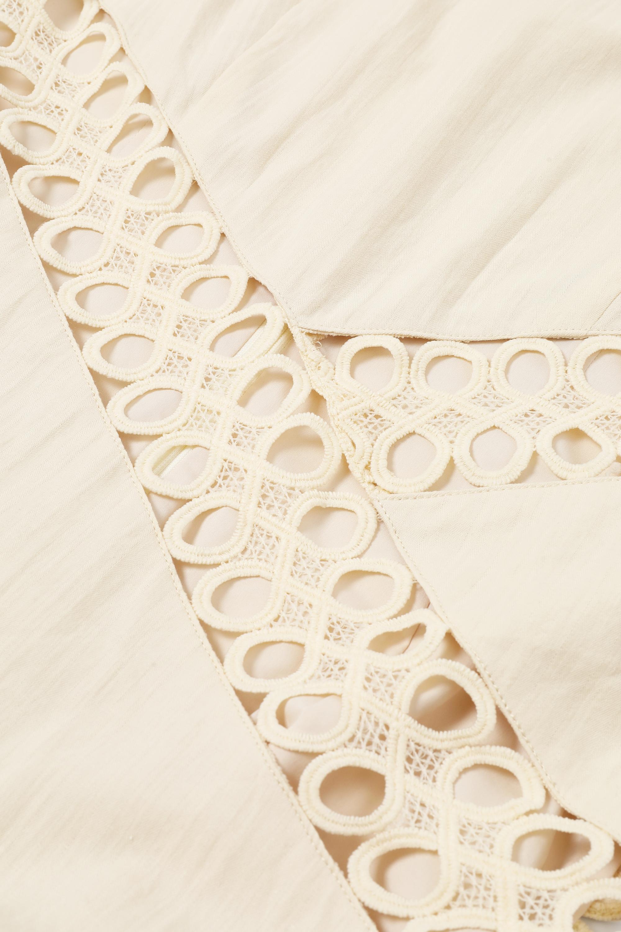 Asym Cutwork Sleeveless Midi Dress