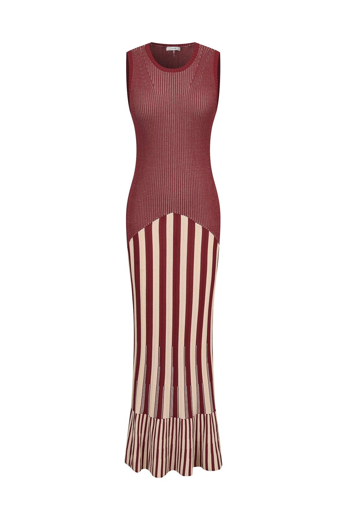 Sara Two Tone Striped Knit Maxi Dress
