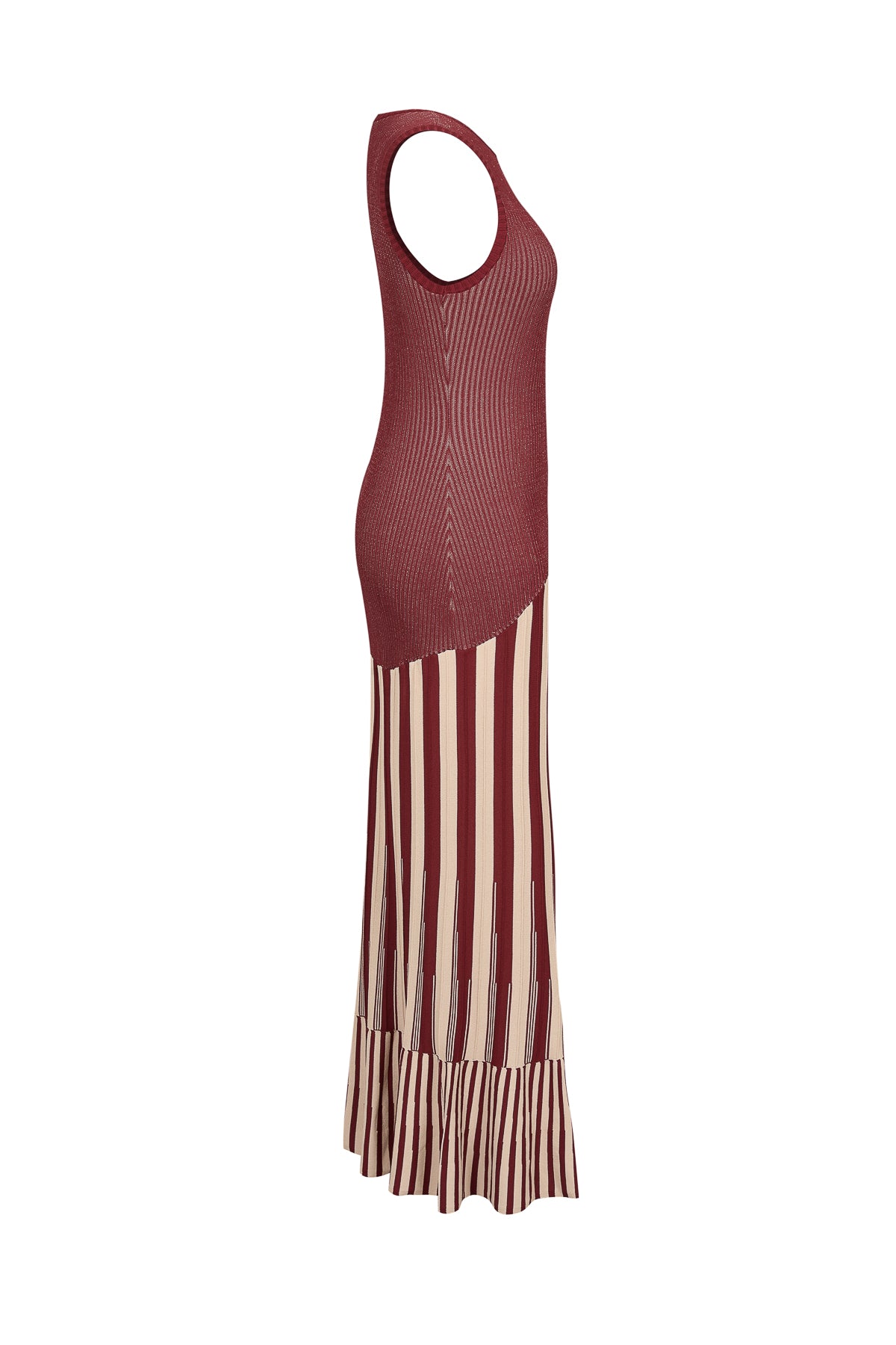 Sara Two Tone Striped Knit Maxi Dress