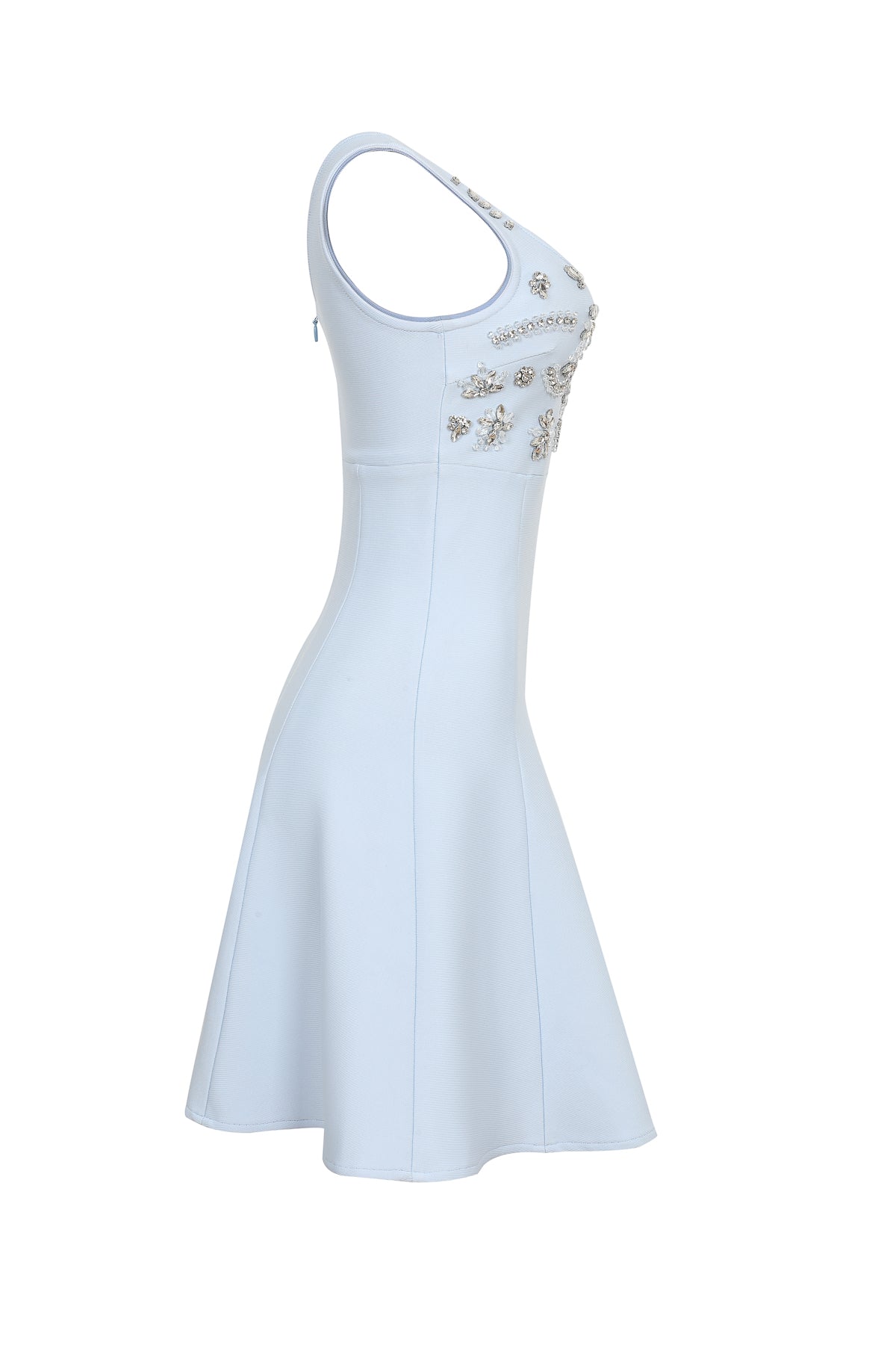 Refined Elegance Crystal-Embellished Bandage Flared Mini Dress