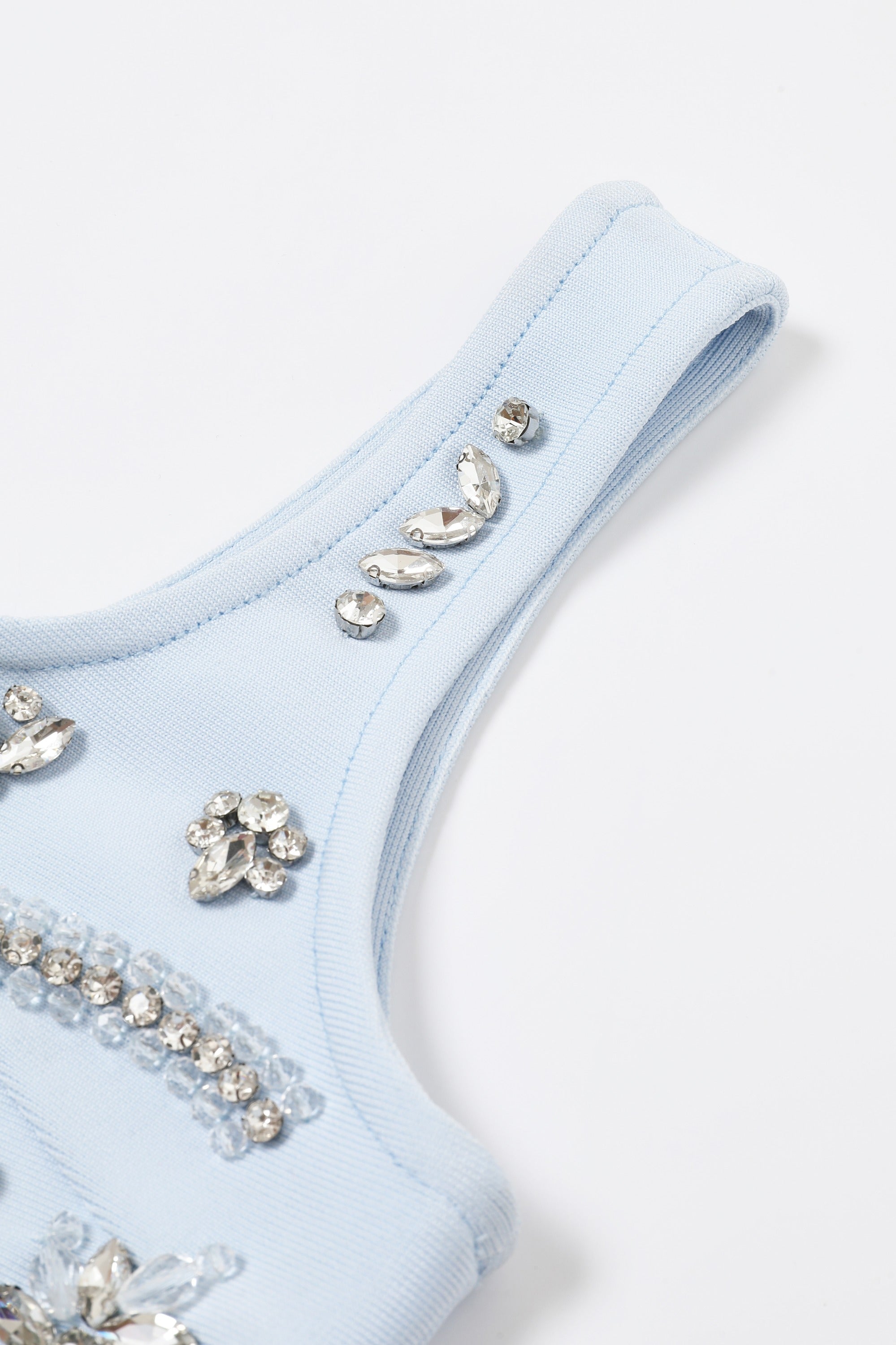 Refined Elegance Crystal-Embellished Bandage Flared Mini Dress