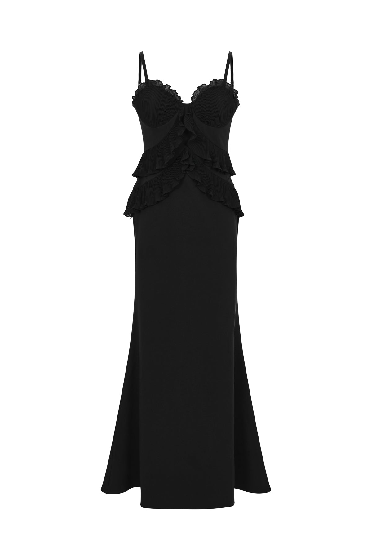 Maelle Woven Ruffle Maxi Mermaid Hem Dress