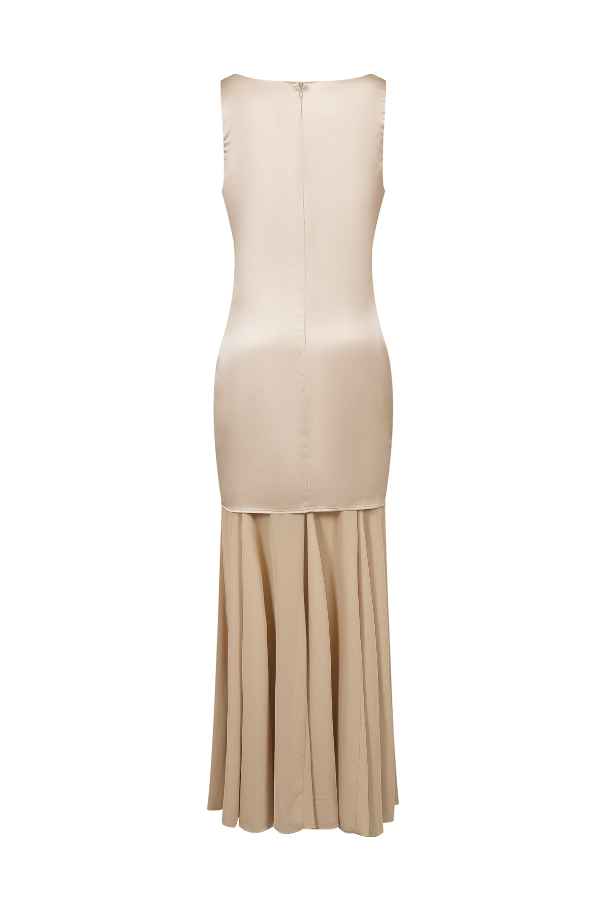 Cowl Neck Satin Chiffon Maxi Dress