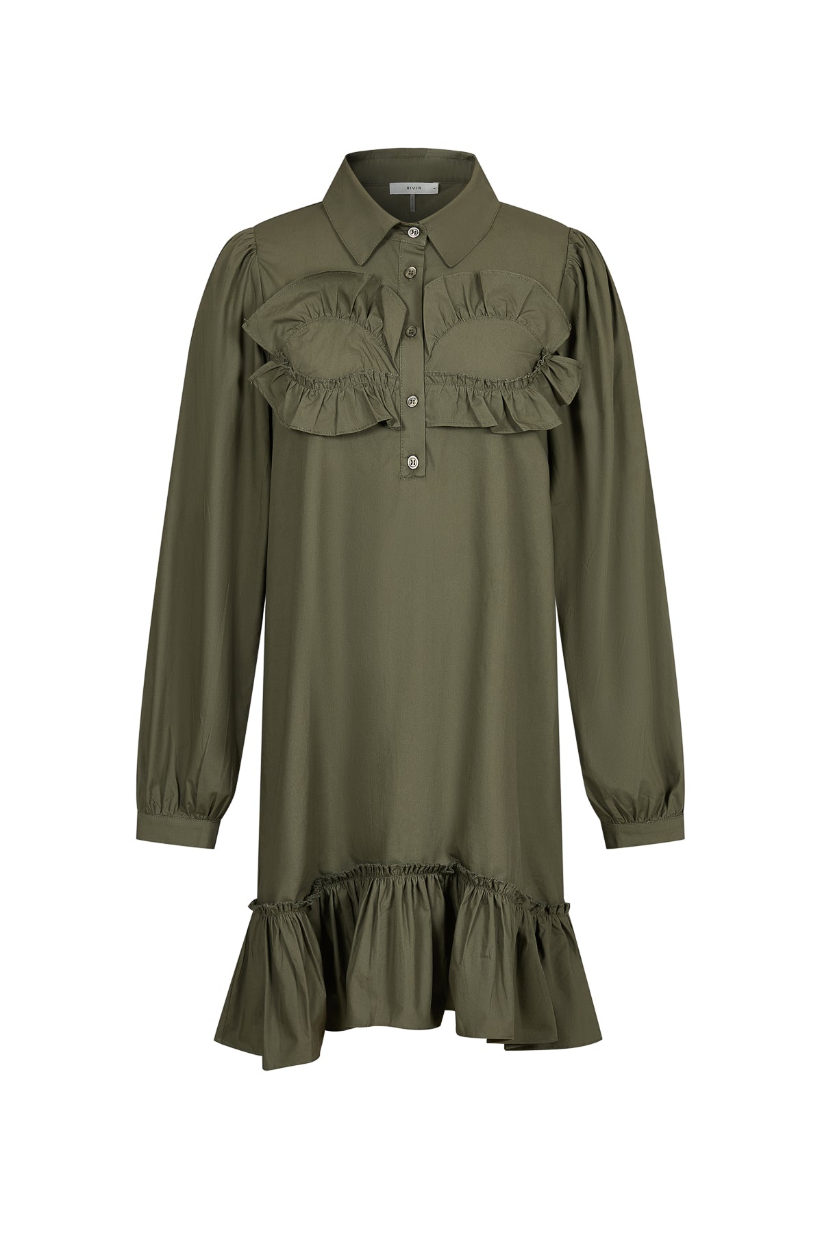 Ruffle Details Shirt Mini Dress