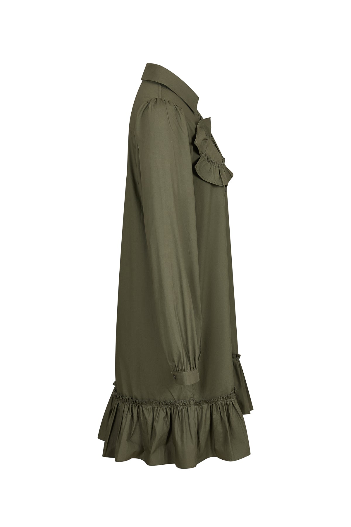 Ruffle Details Shirt Mini Dress