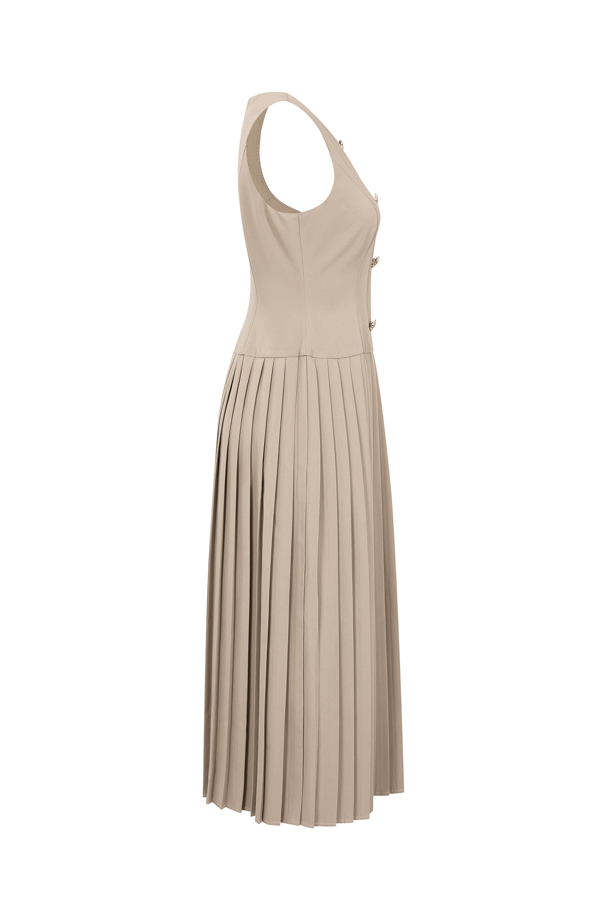 Pleated Detail Midi Dress