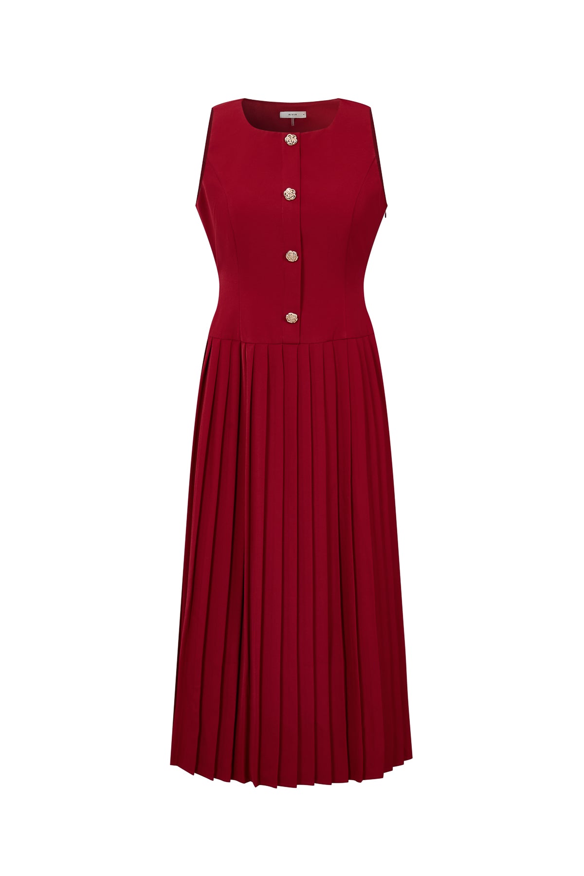 Pleated Detail Midi Dress