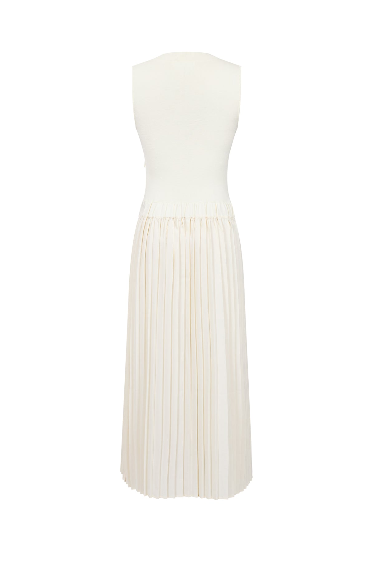 Knit Woven Mix Pleated Midi Dress
